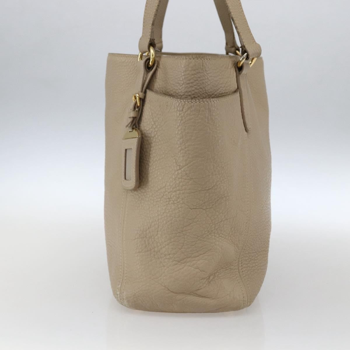 Prada Side Pocket Convertible Vitello Daino Beige Leather Tote Bag Bag (Pre-Owned)