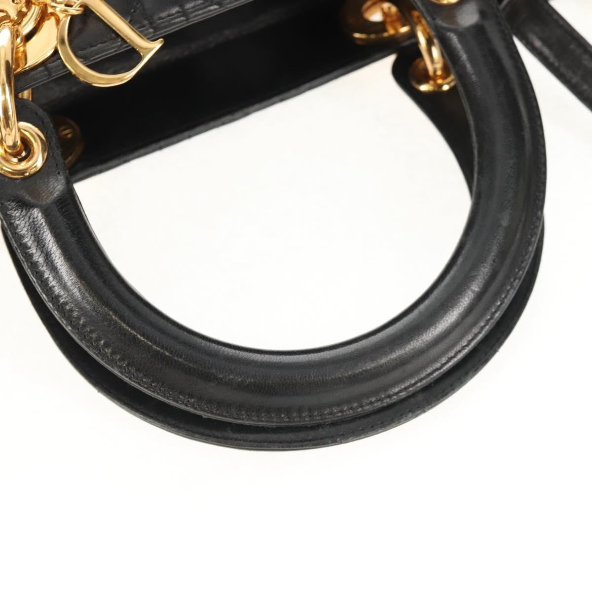 Christian Dior Lady Dior Leather Black Leather Handbag (Pre-Owned)