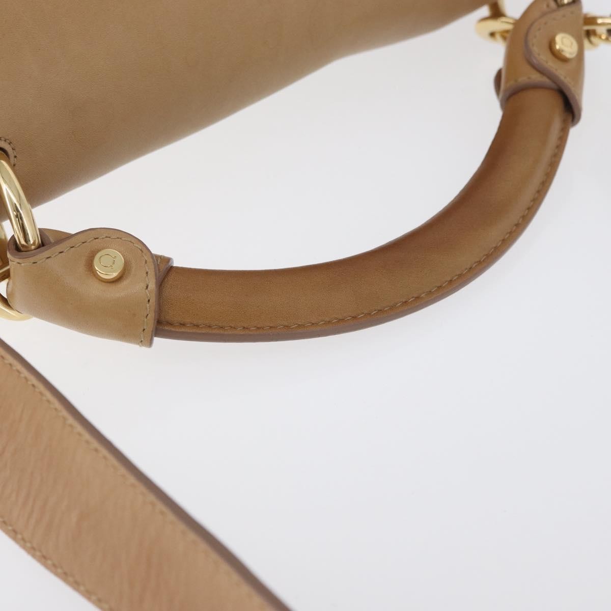 Salvatore Ferragamo Suzanna Satchel Smooth Leather Beige Leather Handbag (Pre-Owned)
