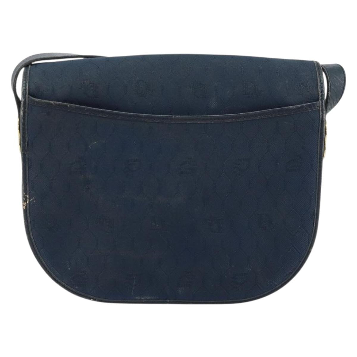 Christian Dior Vintage Honeycomb Canvas Navy Canvas Shoulder Bag Bag (Pre-Owned)