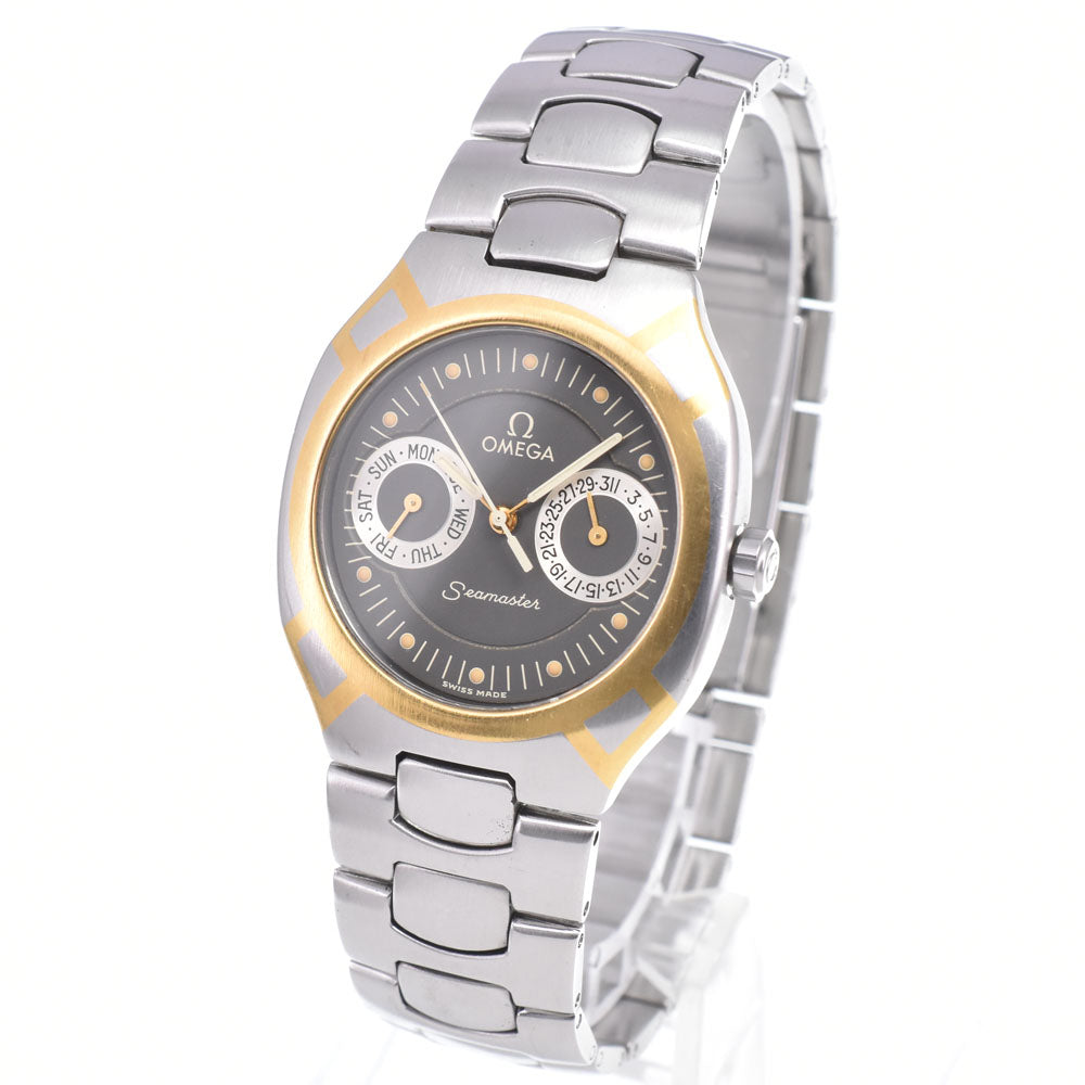 Omega Seamaster Polaris Day-Date Quartz Stainless Steel With Plated Metal Watch (Pre-Owned)
