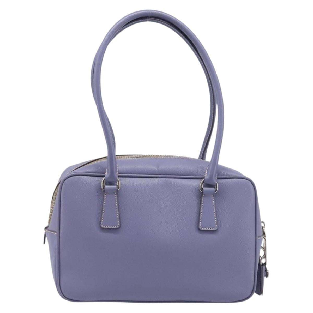 Prada Bauletto Saffiano Purple Leather Handbag (Pre-Owned)