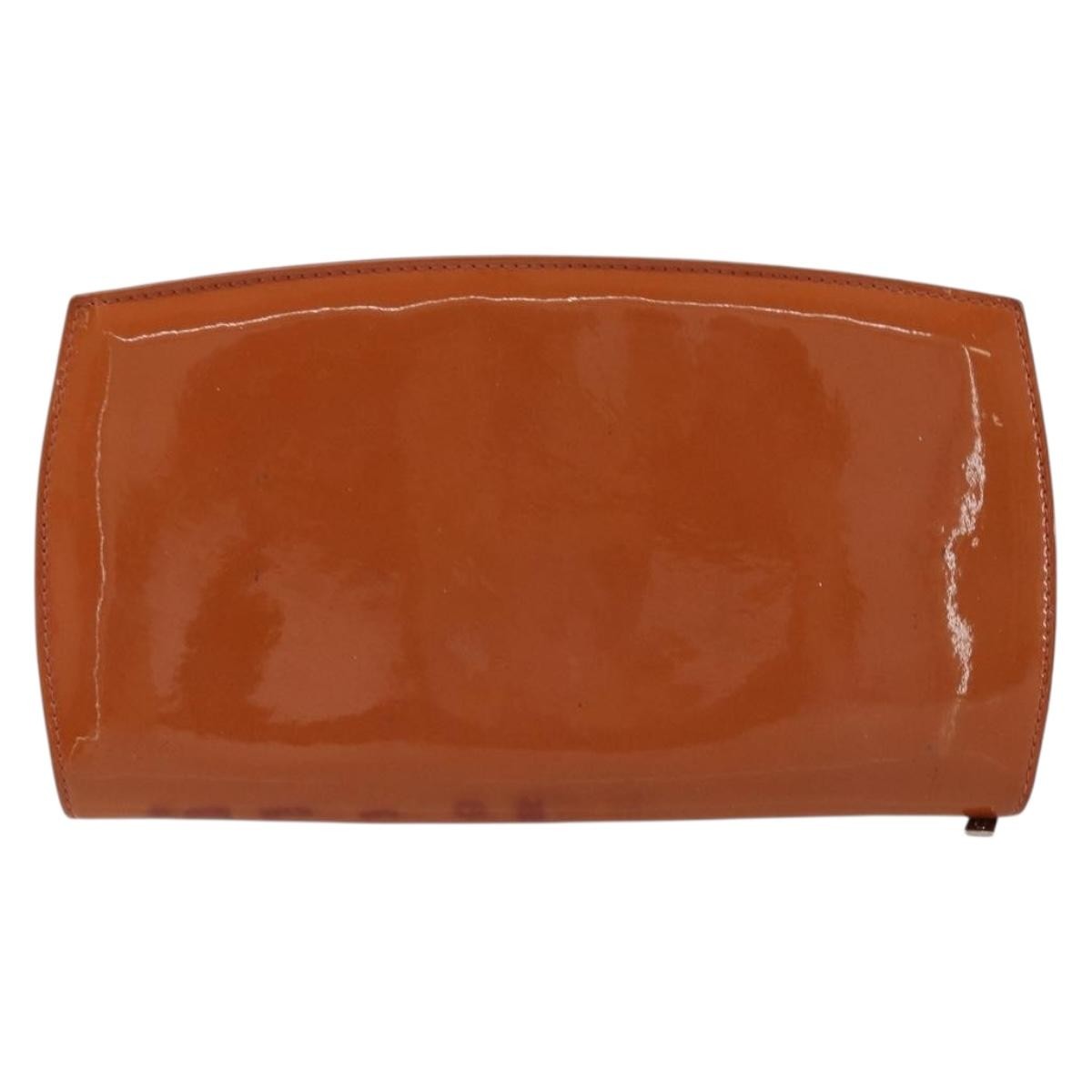 Chanel Cc Logo Zip Around Patent Orange Patent_Leather Wallets Accessory (Pre-Owned)