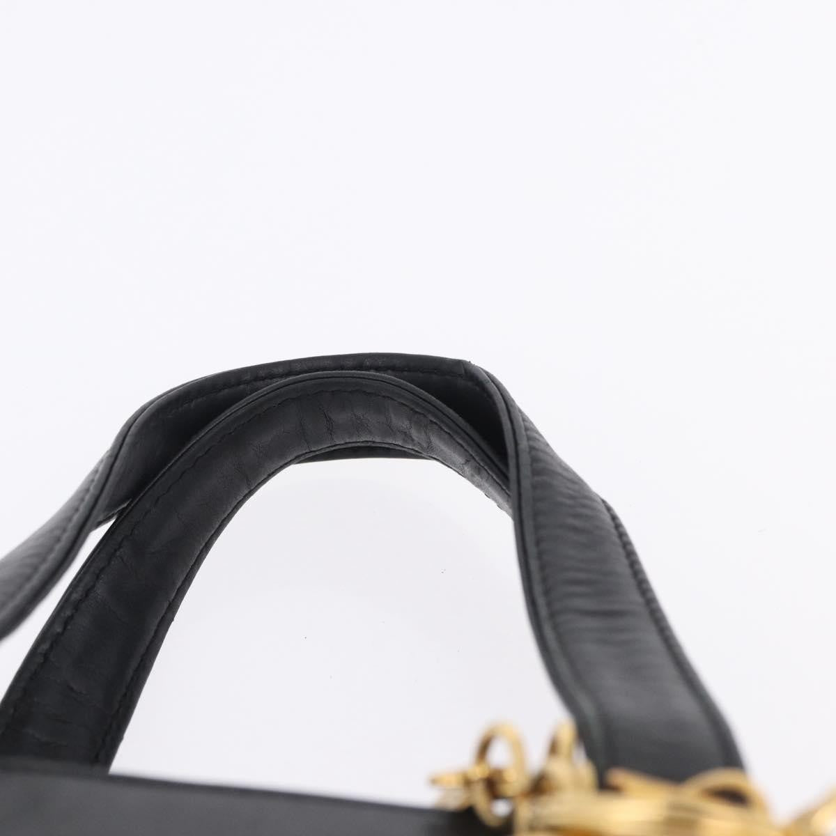 Christian Dior Vintage Tote Leather Black Leather Tote Bag Bag (Pre-Owned)