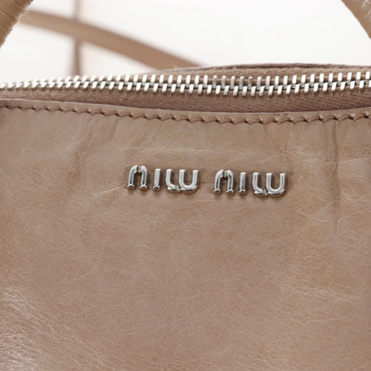 Miu Miu Bow Satchel Cervo Leather Beige Leather Handbag (Pre-Owned)