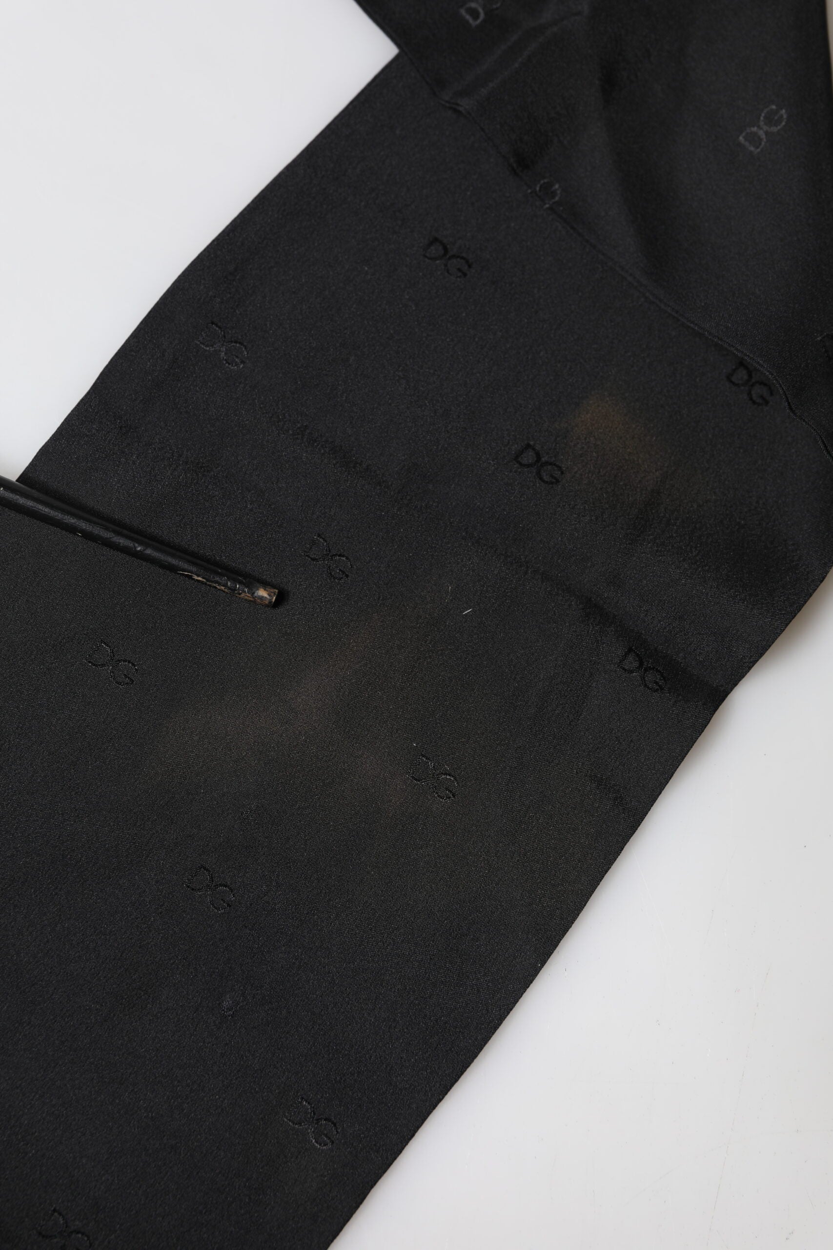 Dolce & Gabbana Black Logo Silk Fringes Neck Foulard Men's Scarf (Pre-Owned)