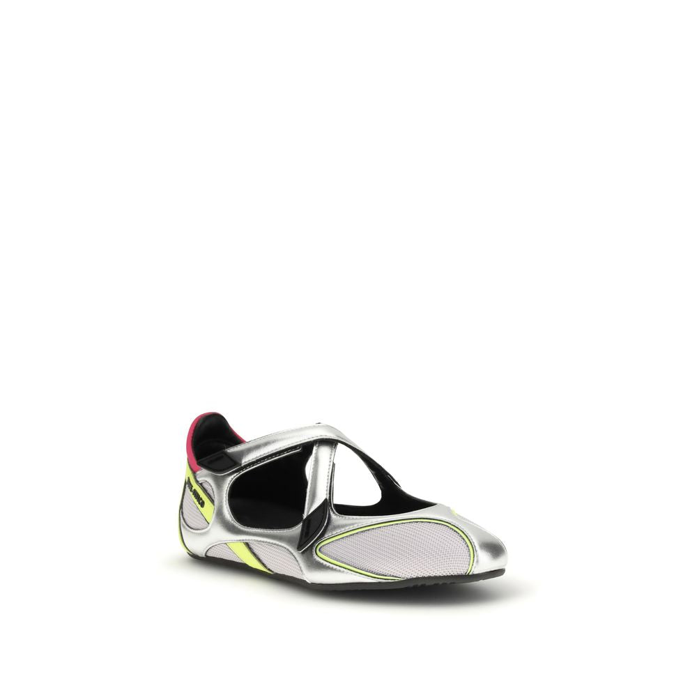 The Attico Silver Polyurethane Ballet Women's Flats