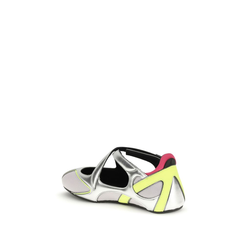 The Attico Silver Polyurethane Ballet Women's Flats