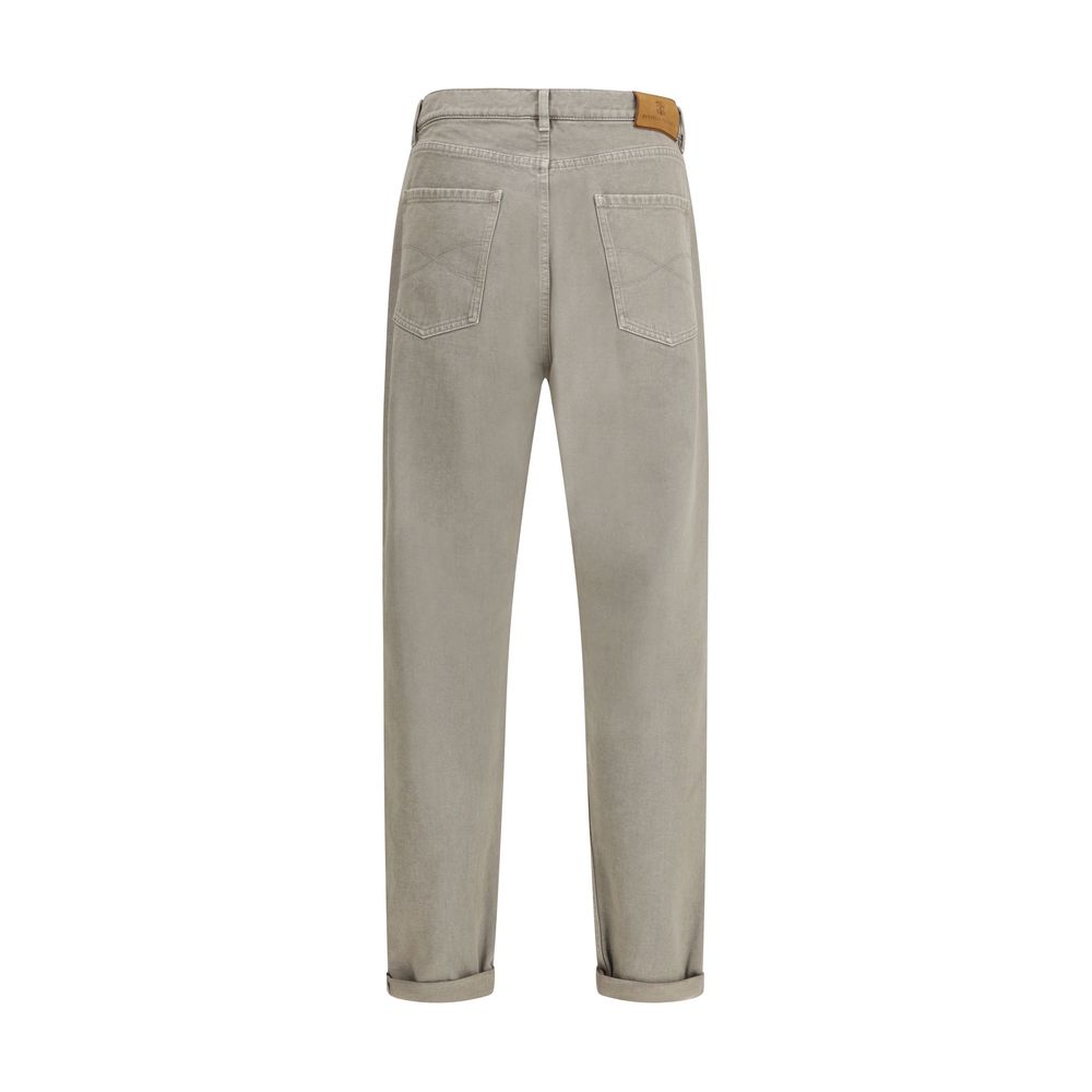 Brunello Cucinelli Bicolor Cotton Straight-Leg Men's Jeans