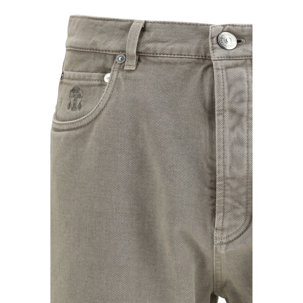Brunello Cucinelli Bicolor Cotton Straight-Leg Men's Jeans