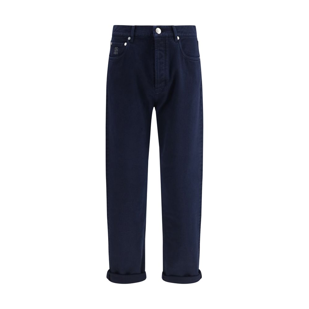 Brunello Cucinelli Blue Cotton Straight-Leg Men's Jeans