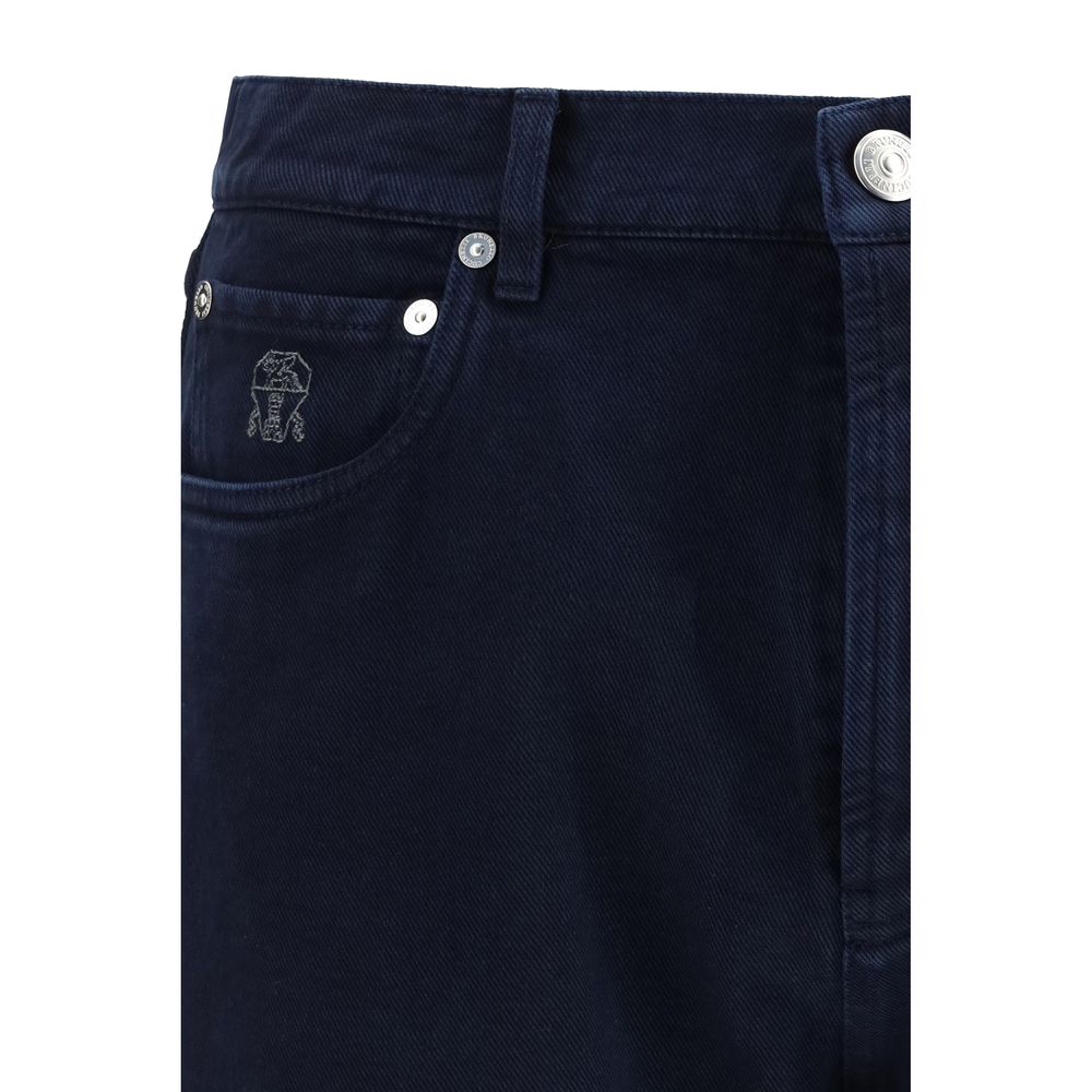 Brunello Cucinelli Blue Cotton Straight-Leg Men's Jeans