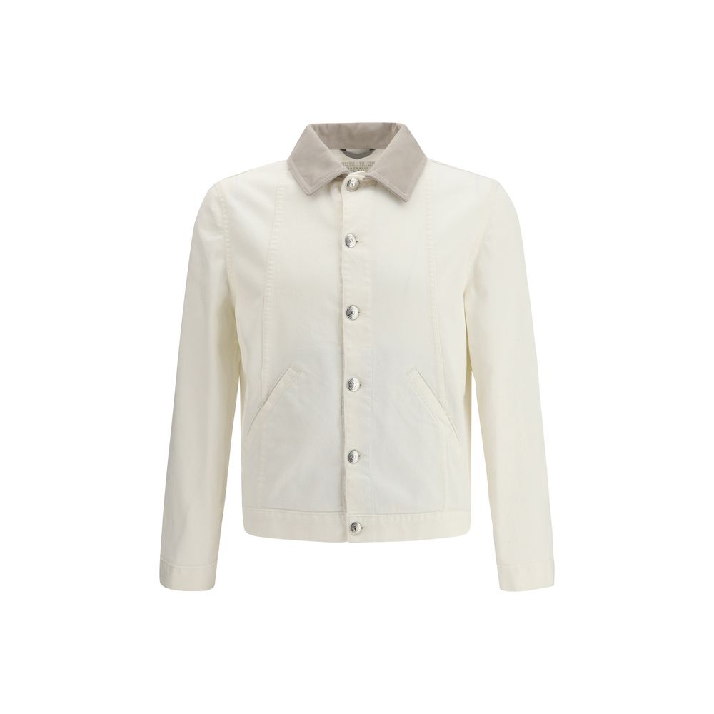 Brunello Cucinelli White Cotton Denim Men's Jacket