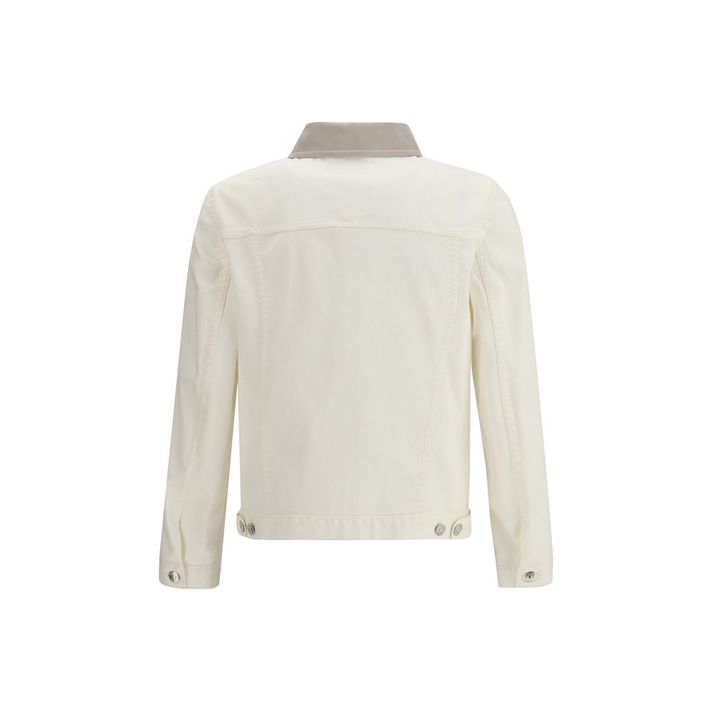 Brunello Cucinelli White Cotton Denim Men's Jacket