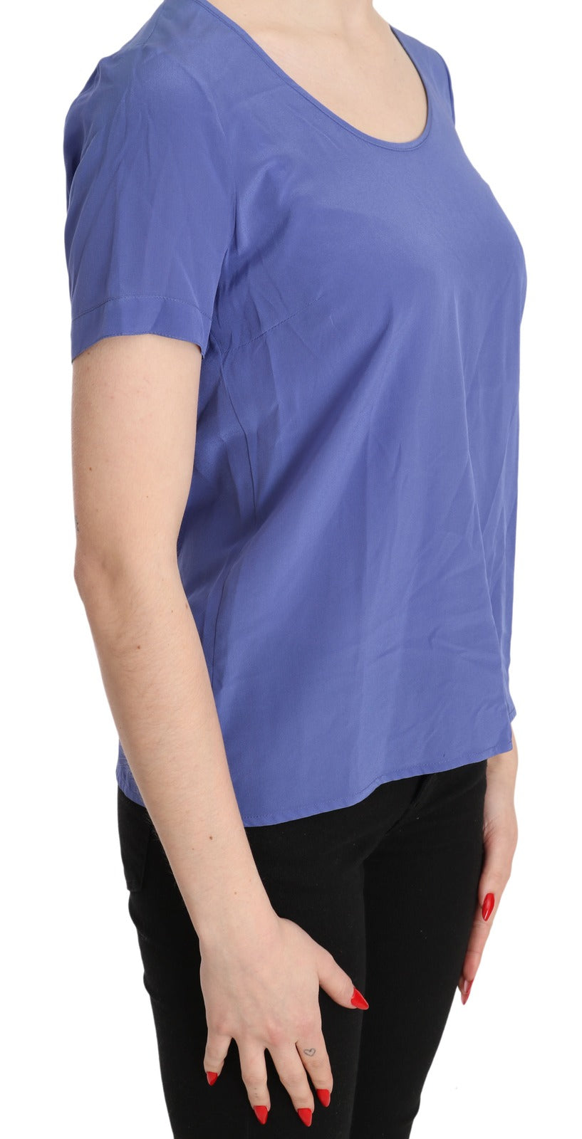 Patrizia Pepe Silk Purple Short Sleeve Casual Top Women's Blouse