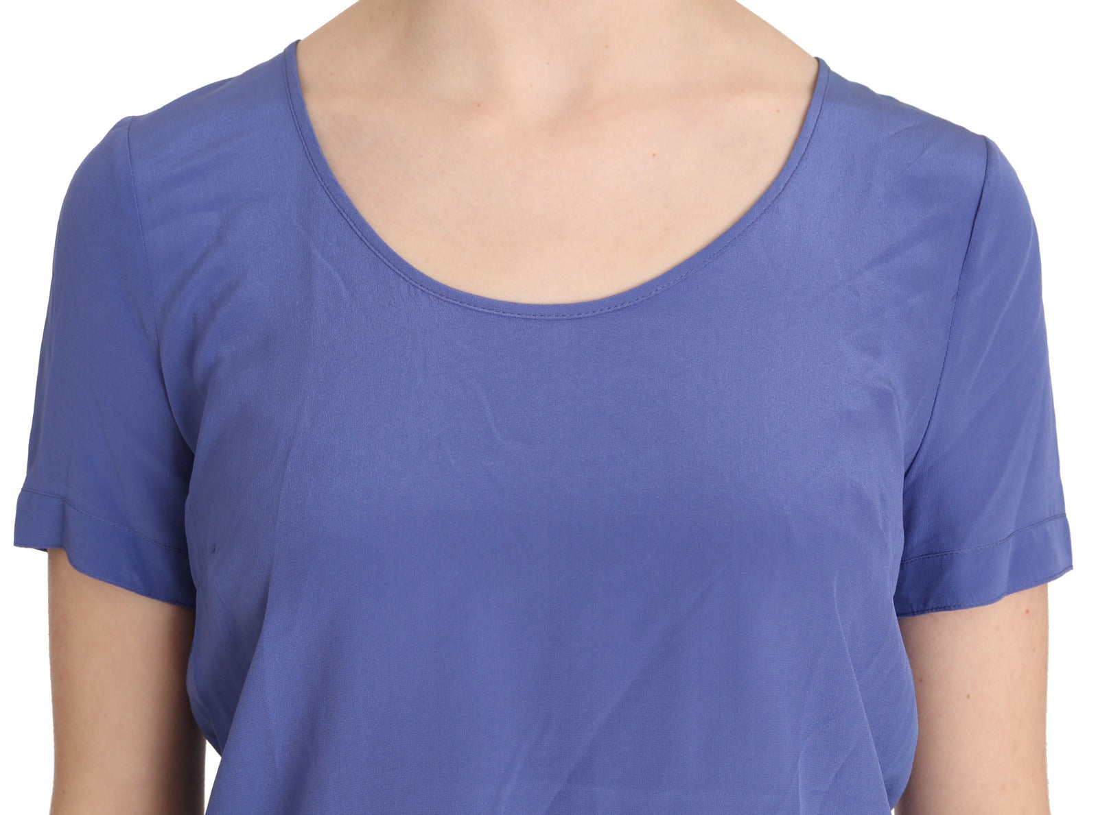 Patrizia Pepe Silk Purple Short Sleeve Casual Top Women's Blouse