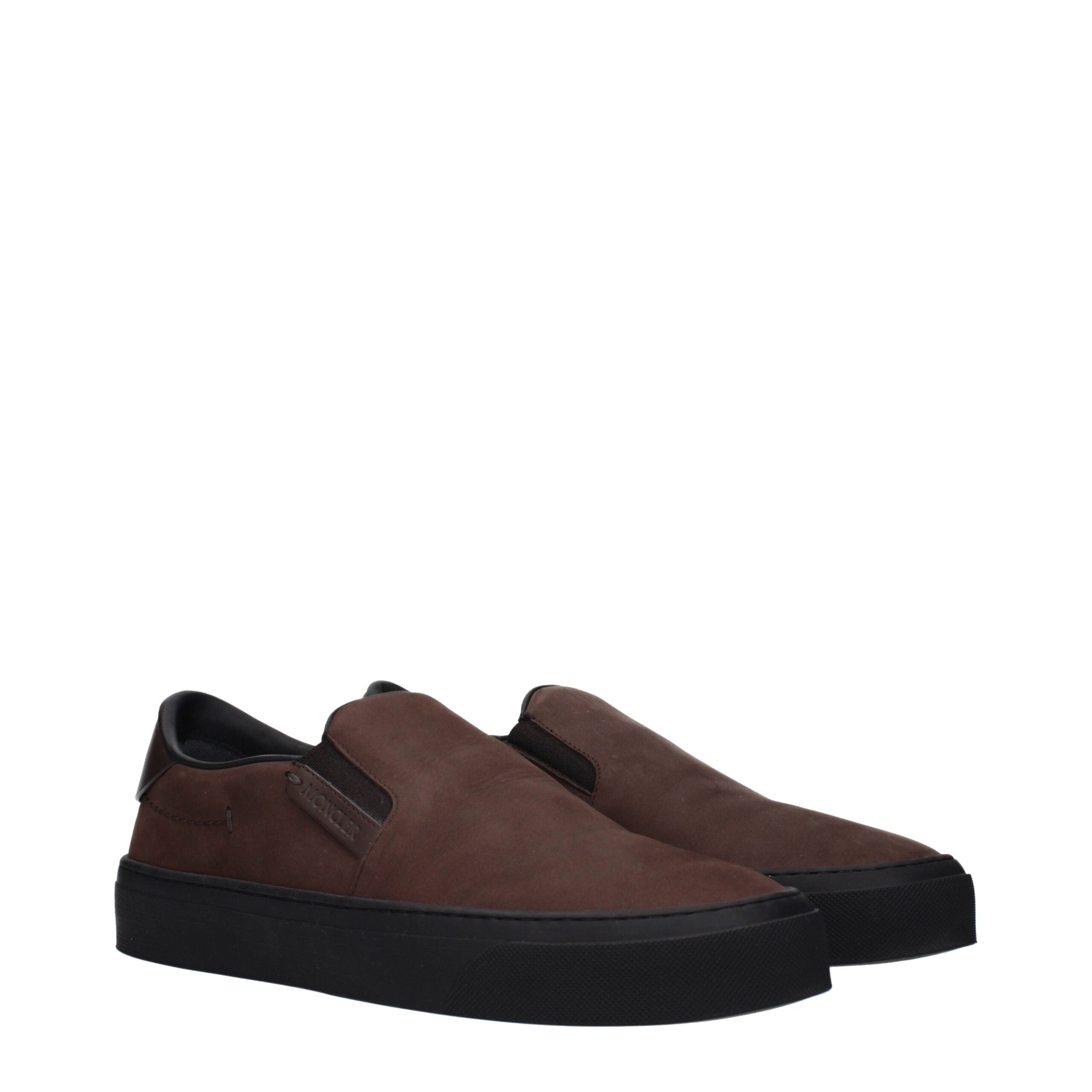 Moncler Brown Leather Slip-On Men's Loafers