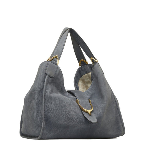Gucci Soft Stirrup Navy Leather Handbag (Pre-Owned)