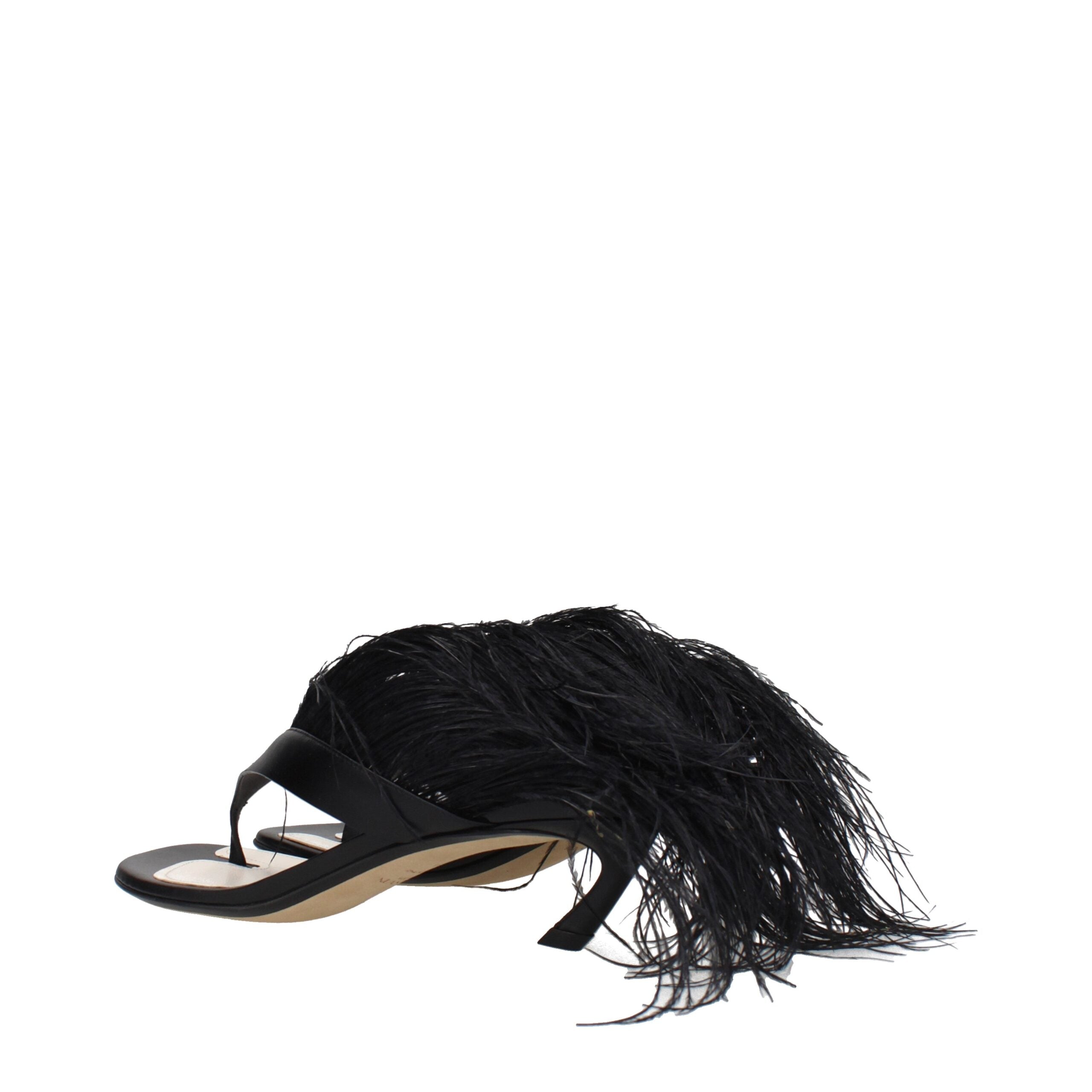 Lanvin Black Leather Flip-Flop Women's Sandals