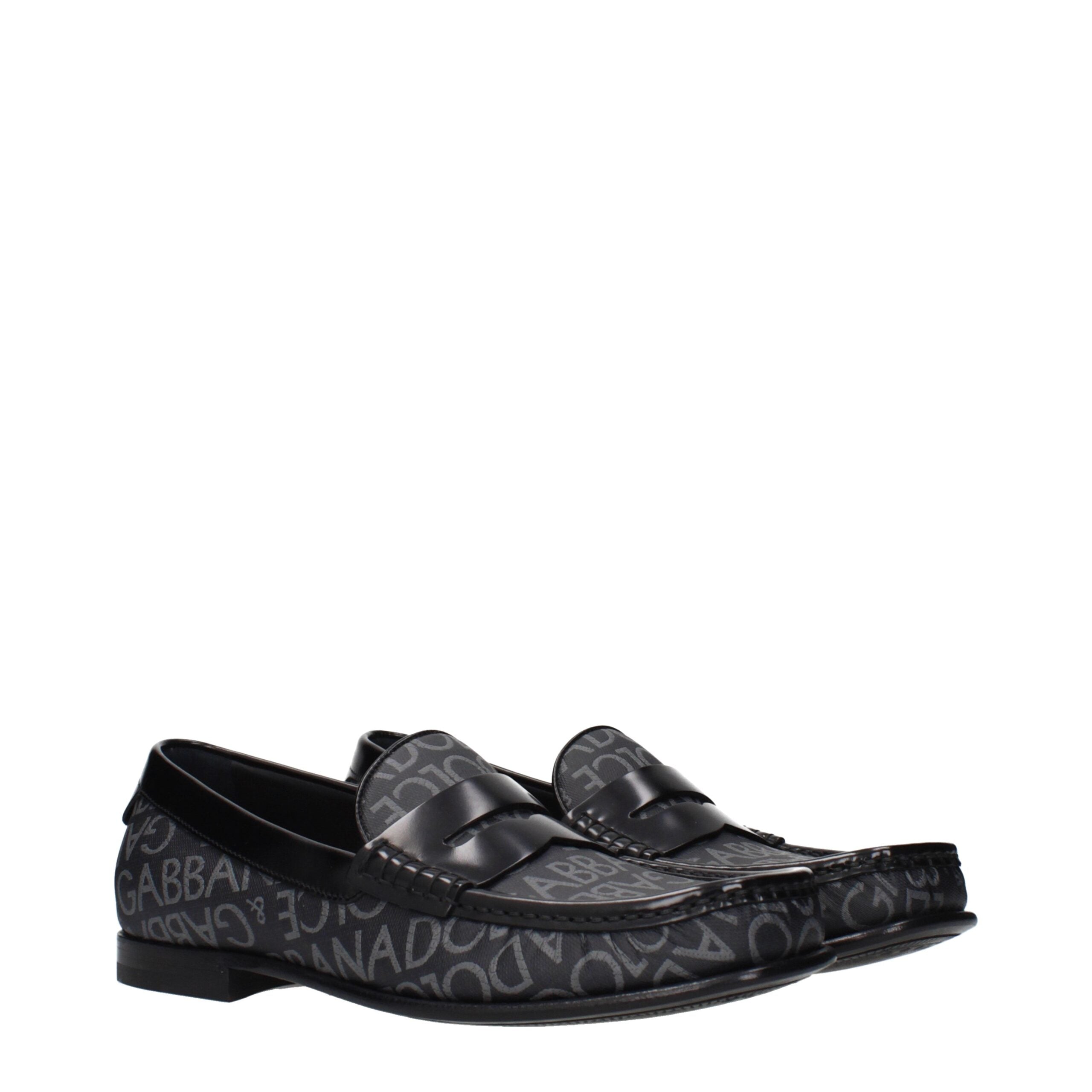 Dolce & Gabbana Black Fabric Slip-On Men's Loafers