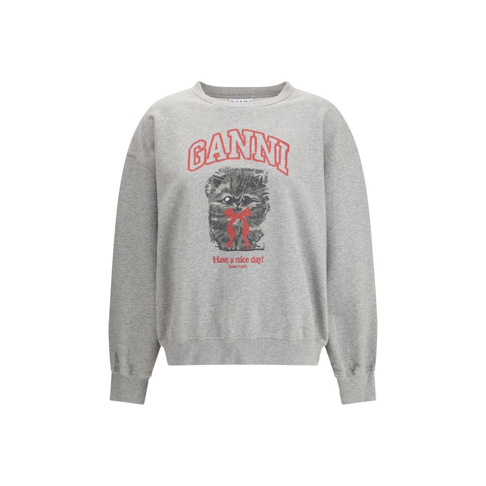 Ganni Gray Cotton Women's Sweatshirt