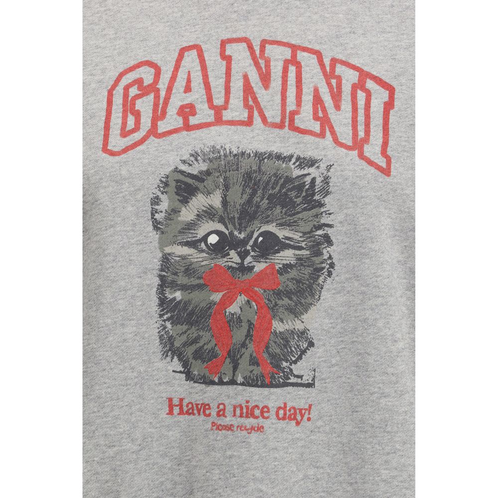 Ganni Gray Cotton Women's Sweatshirt