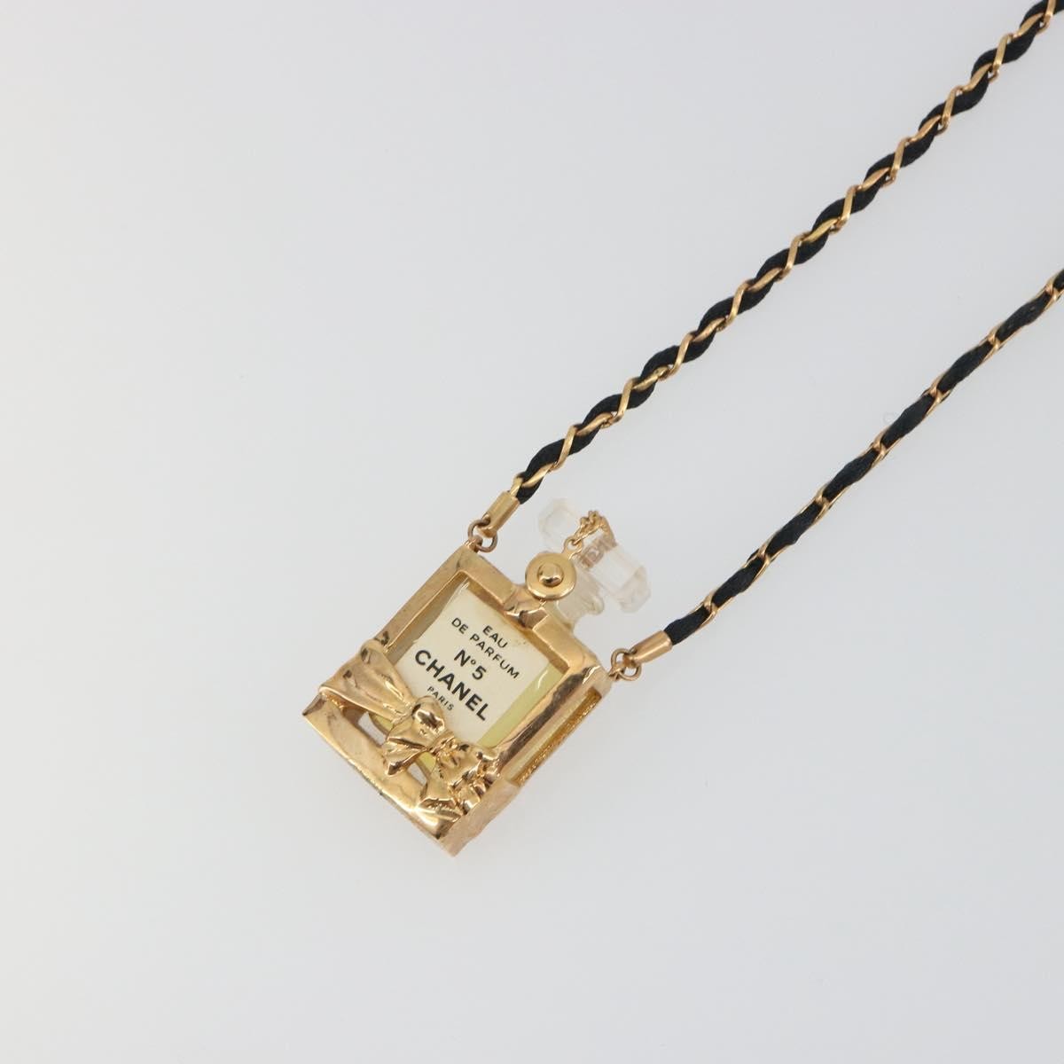 Chanel Cc No.5 Perfume Bottle Pendant Metal Gold Metal Necklace Jewelry (Pre-Owned)