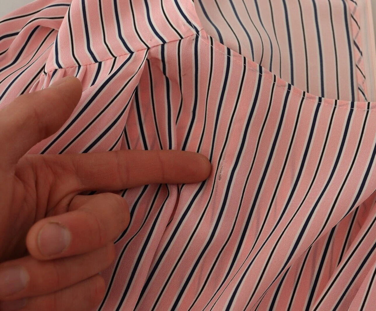 Ermanno Scervino Pink Stripes Long Sleeves Sheath Midi Women's Dress (Pre-Owned)