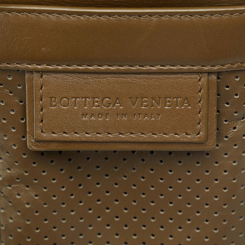 Bottega Veneta Intrecciato Khaki Leather Shoulder Bag (Pre-Owned)