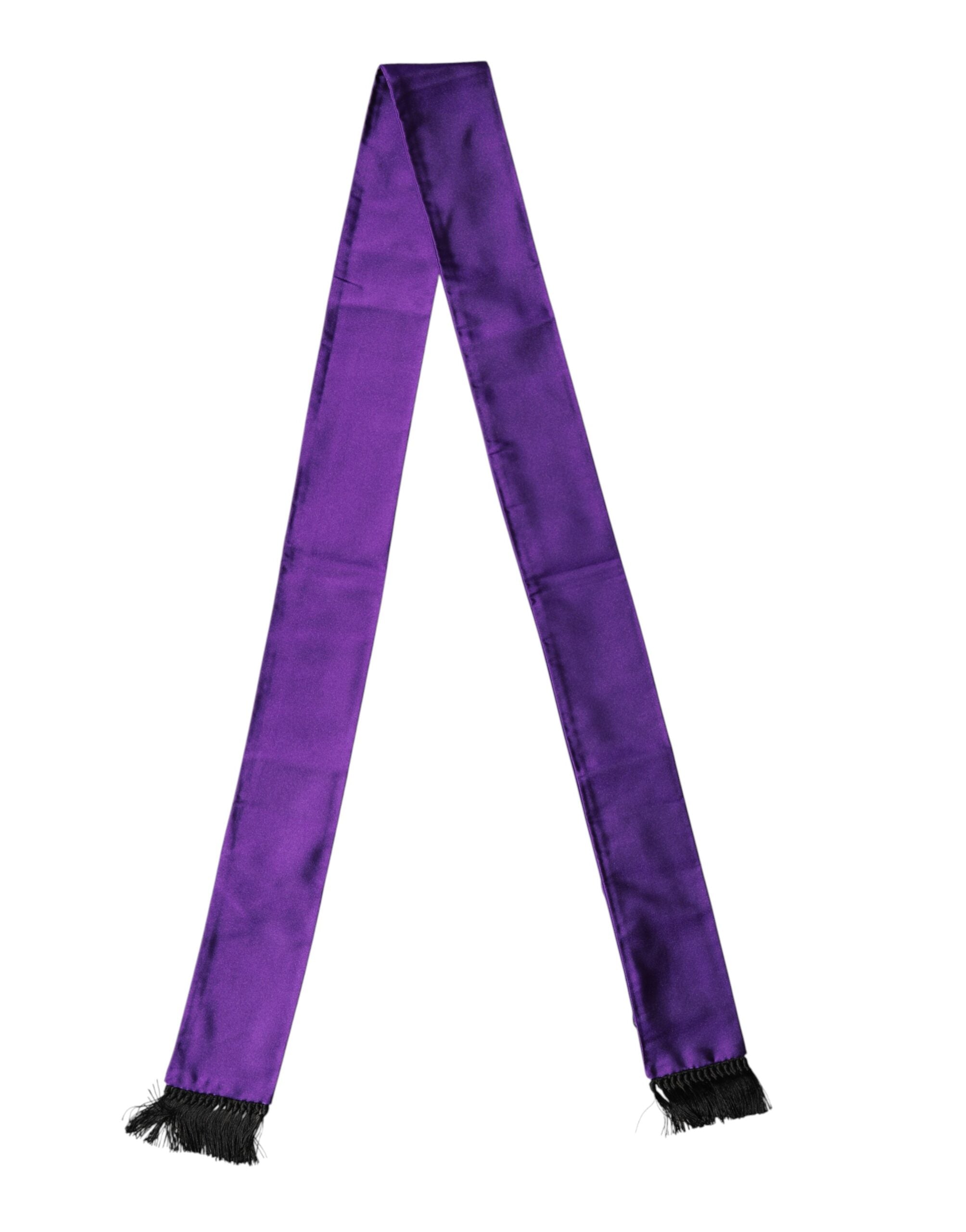 Dolce & Gabbana Violet Silk Fringes Neck Wrap Foulard Men's Scarf