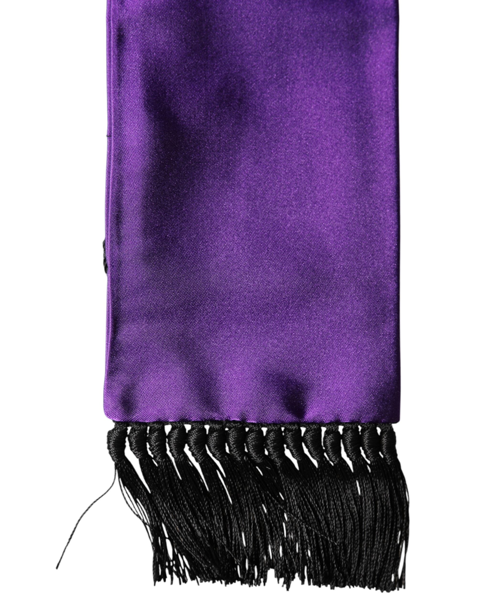 Dolce & Gabbana Violet Silk Fringes Neck Wrap Foulard Men's Scarf
