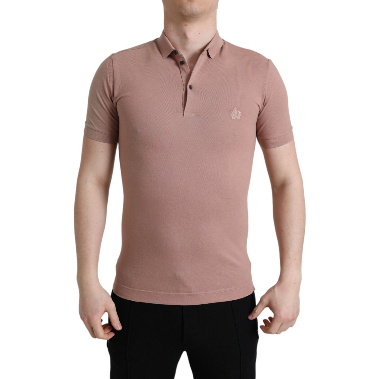 Dolce & Gabbana Pink Collared Short Sleeve Crown Men Polo Men's T-shirt (Pre-Owned)