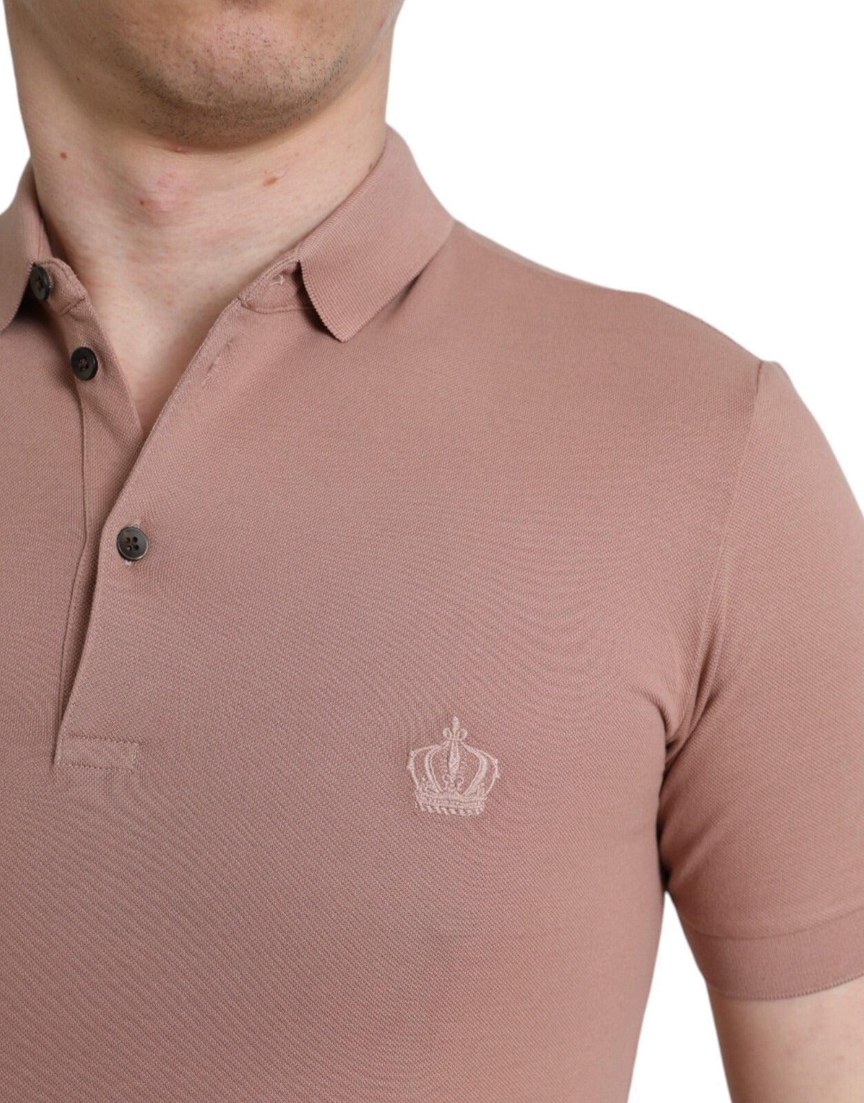 Dolce & Gabbana Pink Collared Short Sleeve Crown Men Polo Men's T-shirt (Pre-Owned)