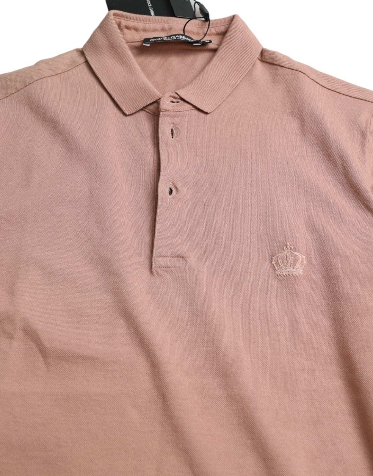 Dolce & Gabbana Pink Collared Short Sleeve Crown Men Polo Men's T-shirt (Pre-Owned)