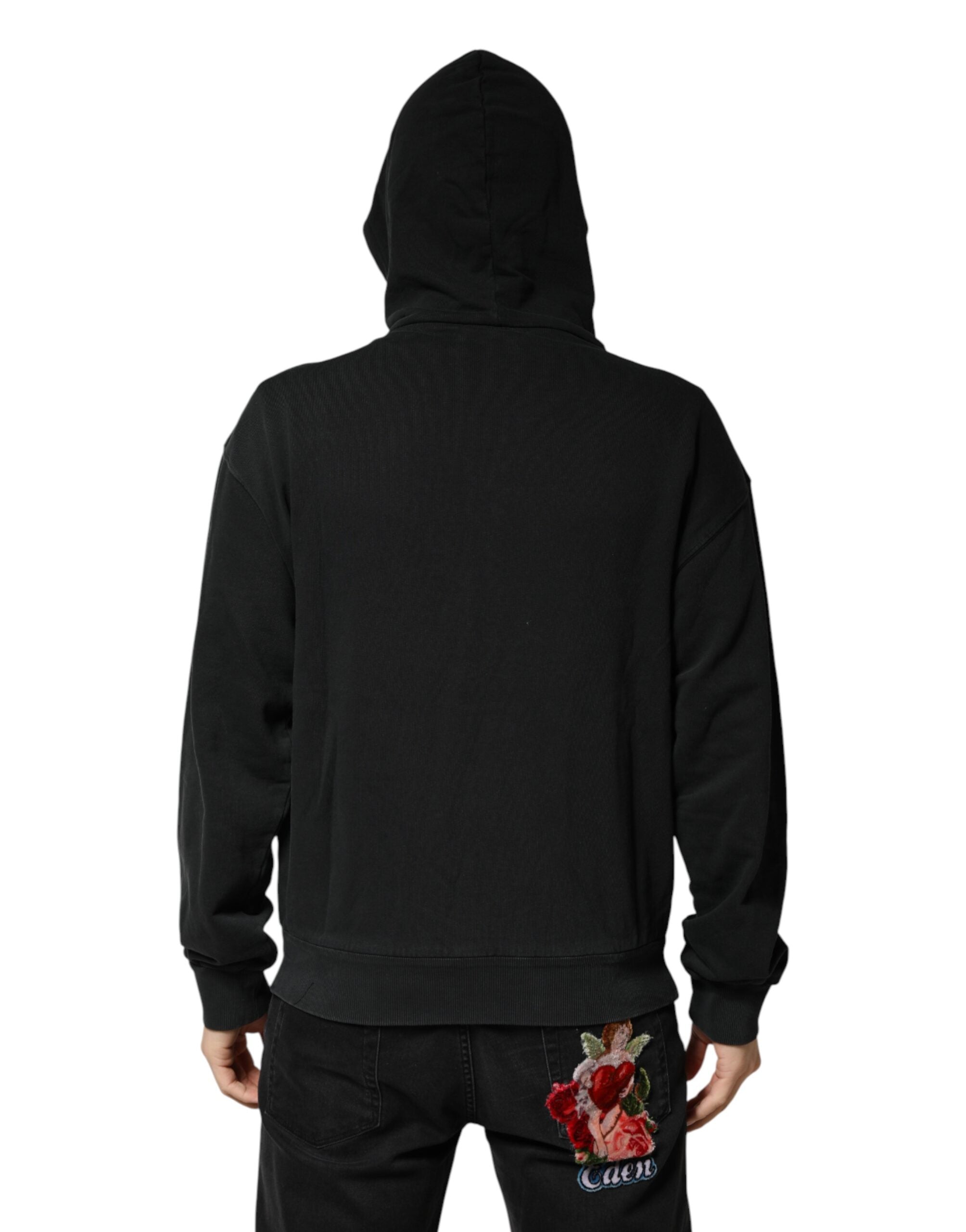 Dolce & Gabbana Black Full Zip Hooded Men Sweatshirt Men's Sweater