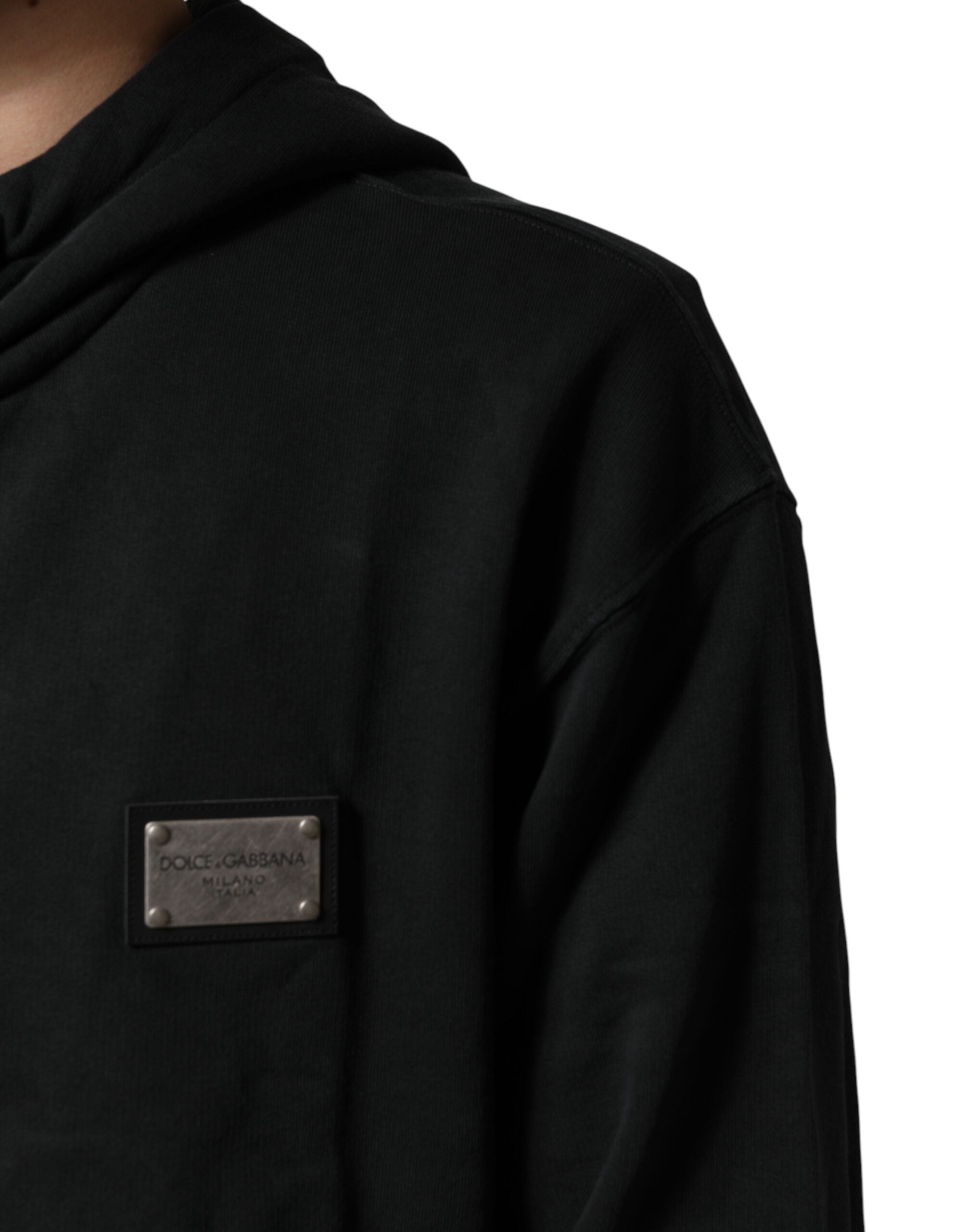 Dolce & Gabbana Black Full Zip Hooded Men Sweatshirt Men's Sweater