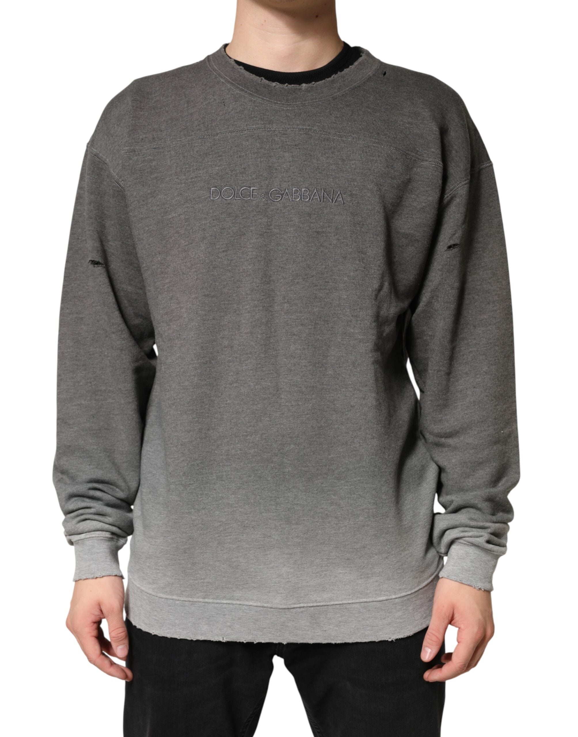 Dolce & Gabbana Gray Cotton Crew Neck Men Sweatshirt Men's Sweater