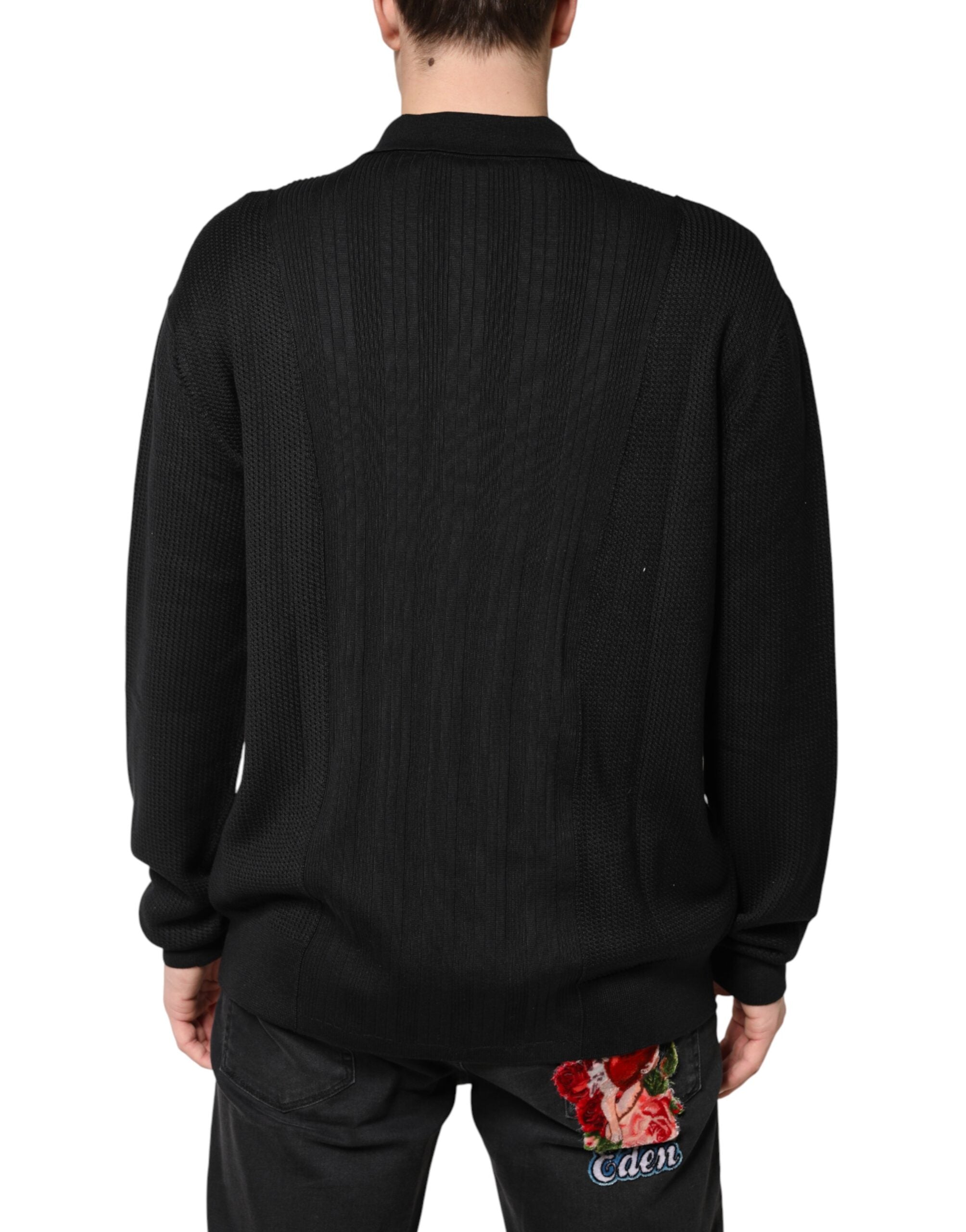 Dolce & Gabbana Black Crest Long Sleeve Men Pullover Men's Sweater