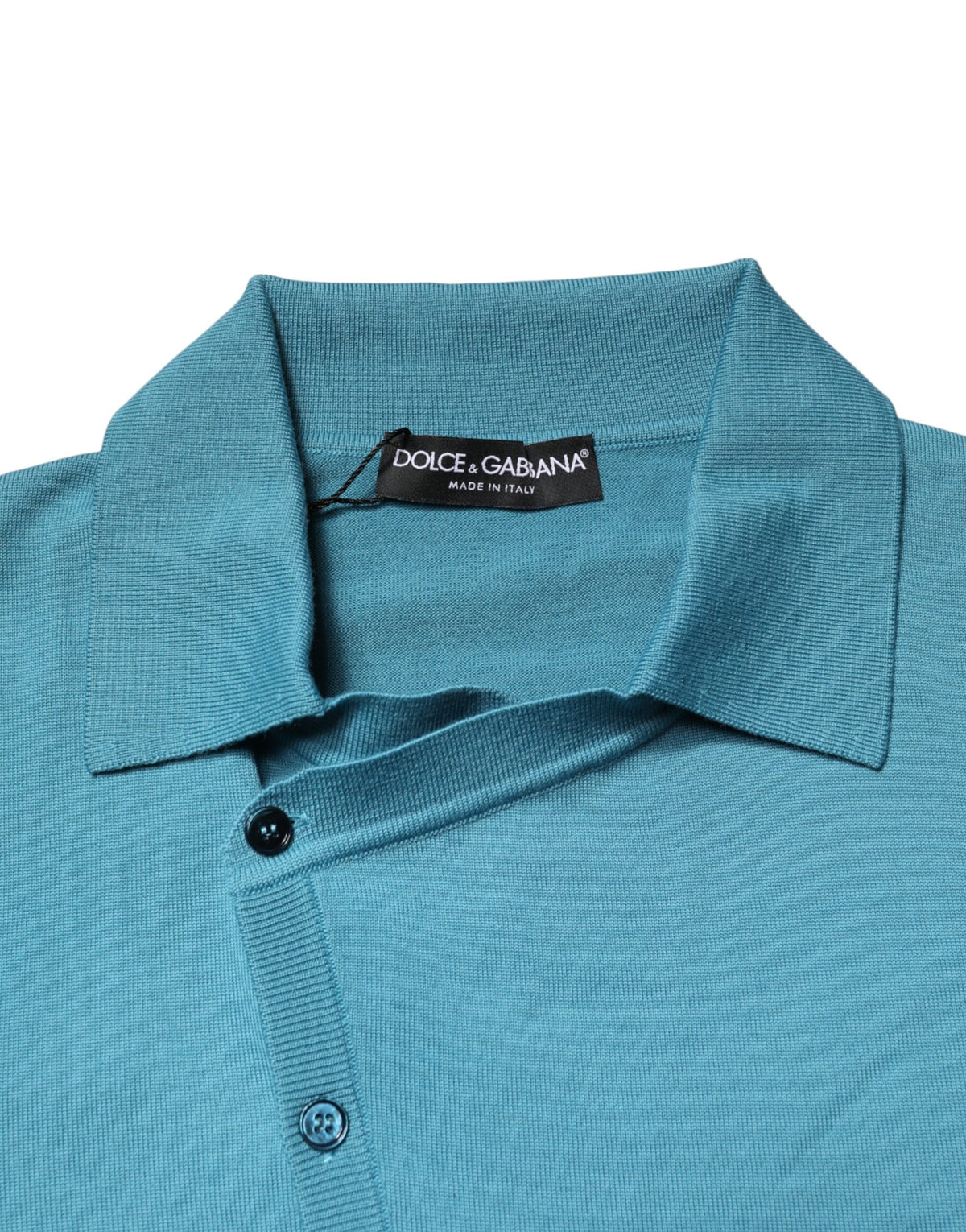 Dolce & Gabbana Teal Wool Collared Polo Pullover Men's Sweater