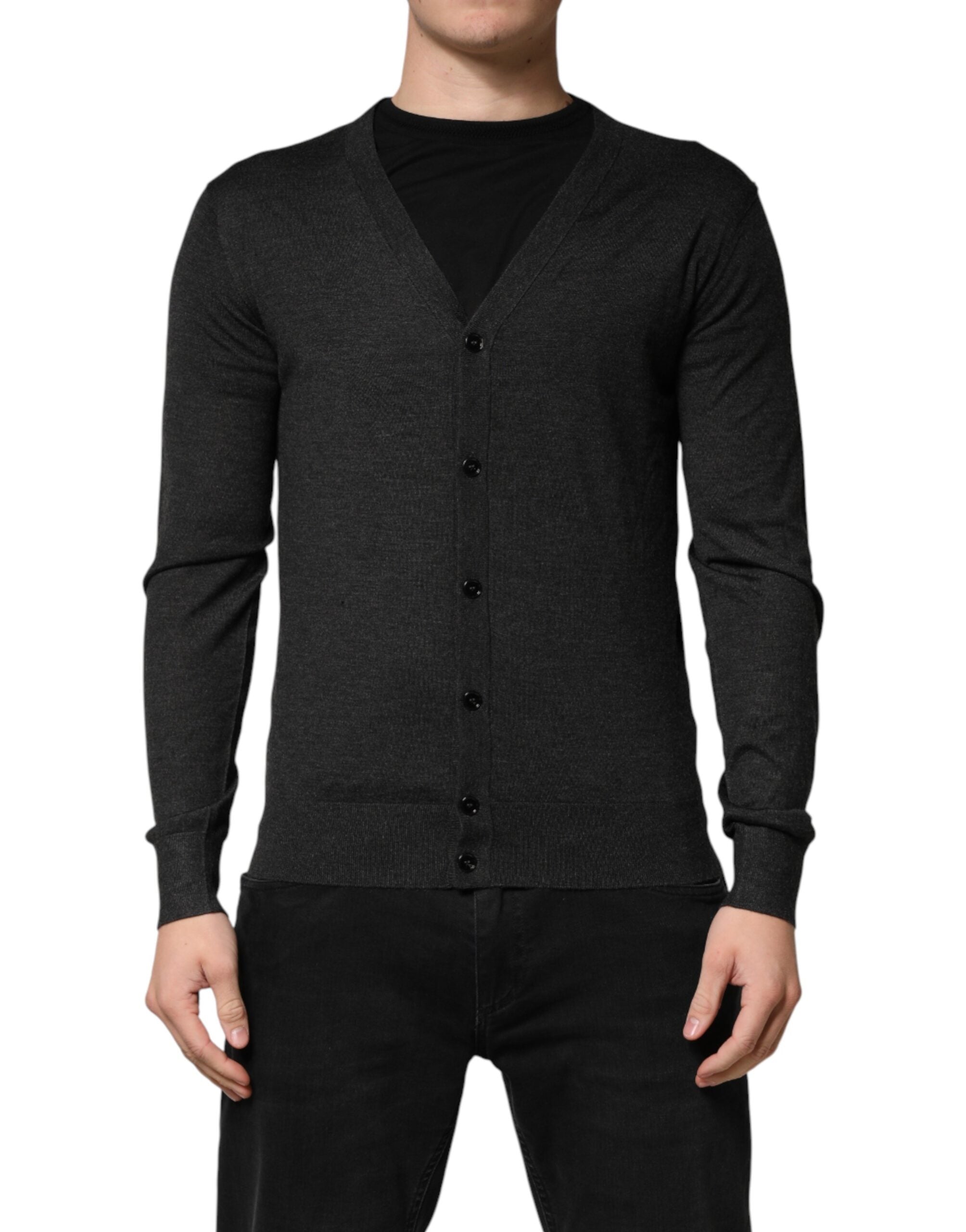 Dolce & Gabbana Black Cashmere Buttoned Men Cardigan Men's Sweater (Pre-Owned)