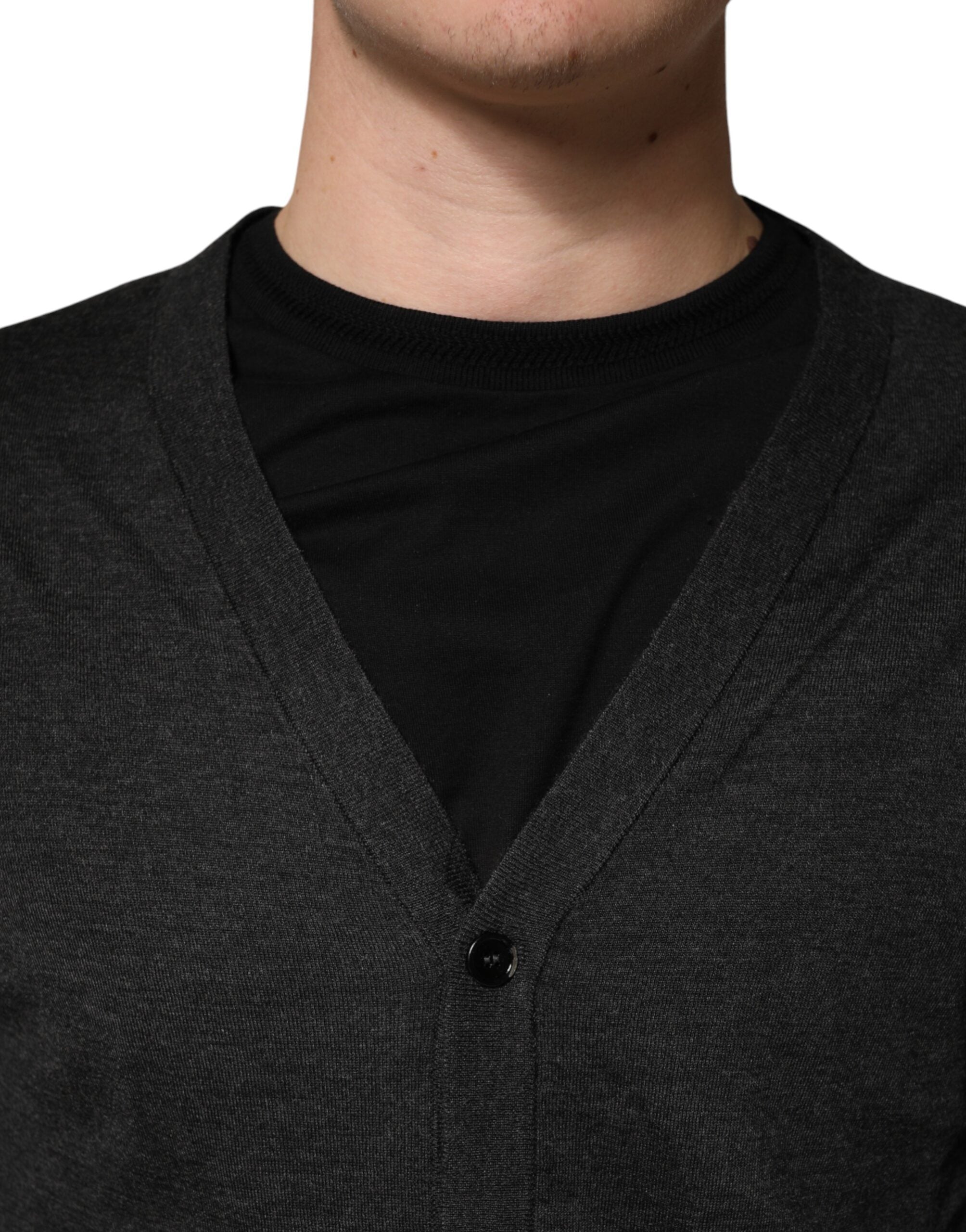 Dolce & Gabbana Black Cashmere Buttoned Men Cardigan Men's Sweater (Pre-Owned)