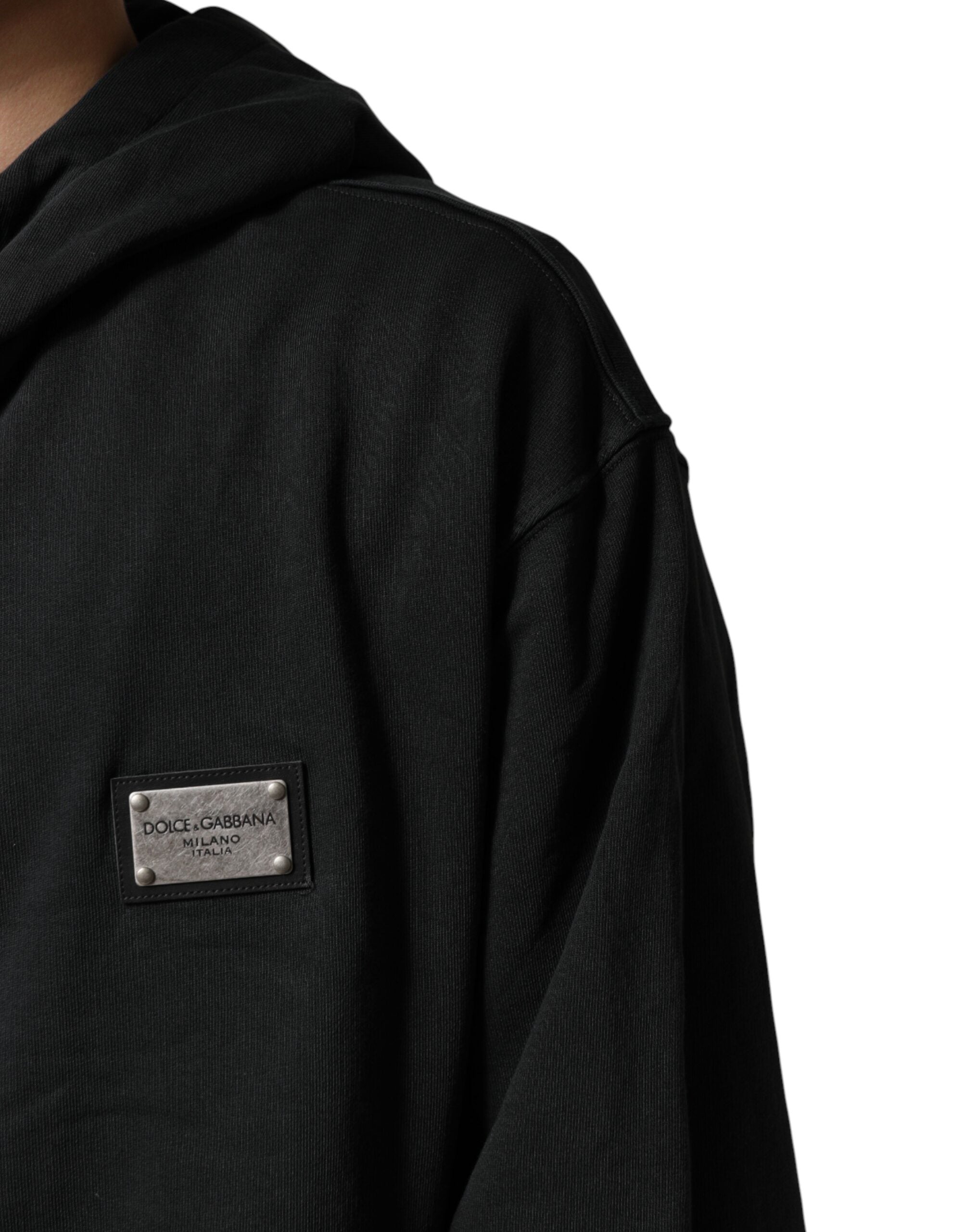 Dolce & Gabbana Black Logo Zipped Hooded Sweatshirt Men's Sweater (Pre-Owned)