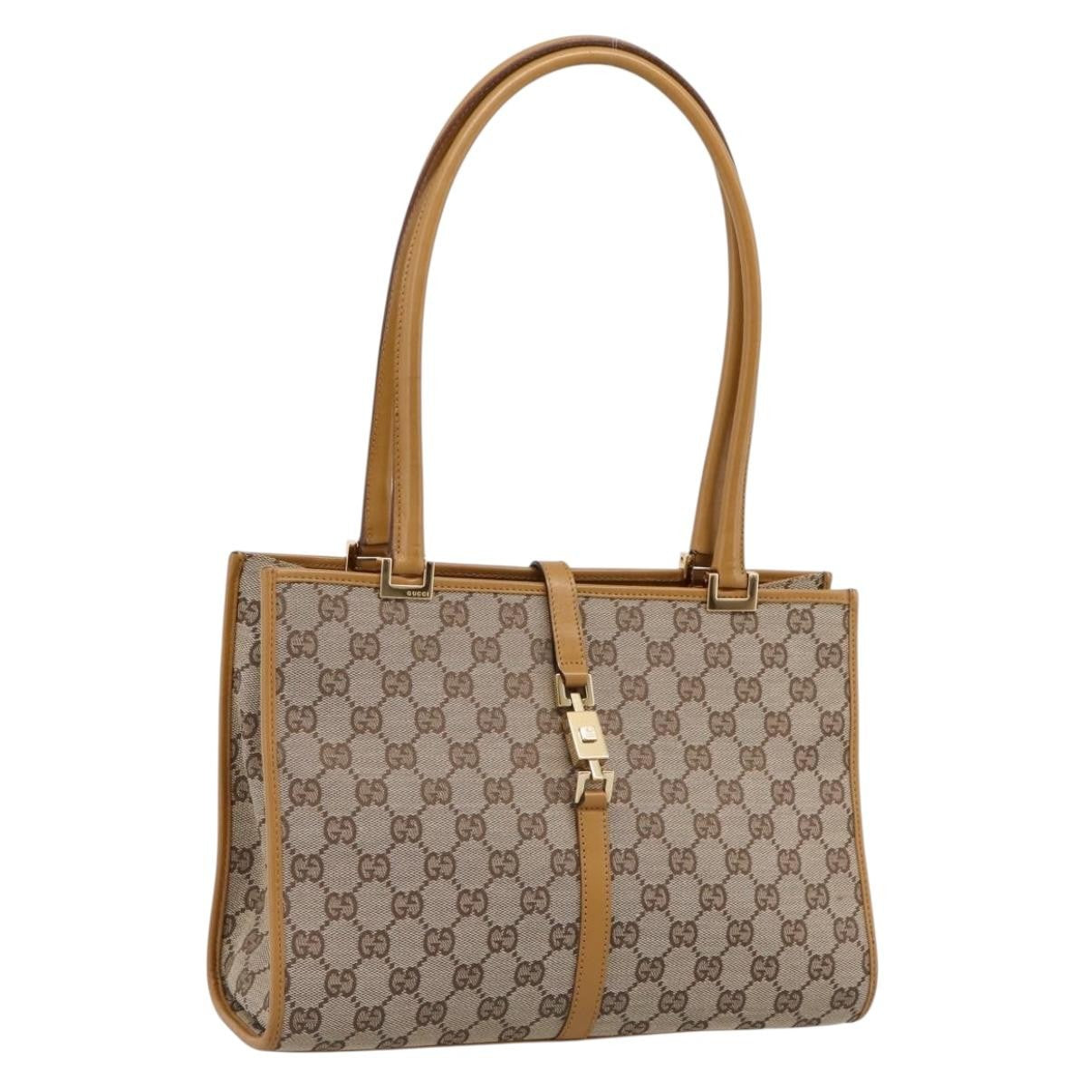 Gucci Jackie Gg Canvas Brown Canvas Tote Bag Bag (Pre-Owned)