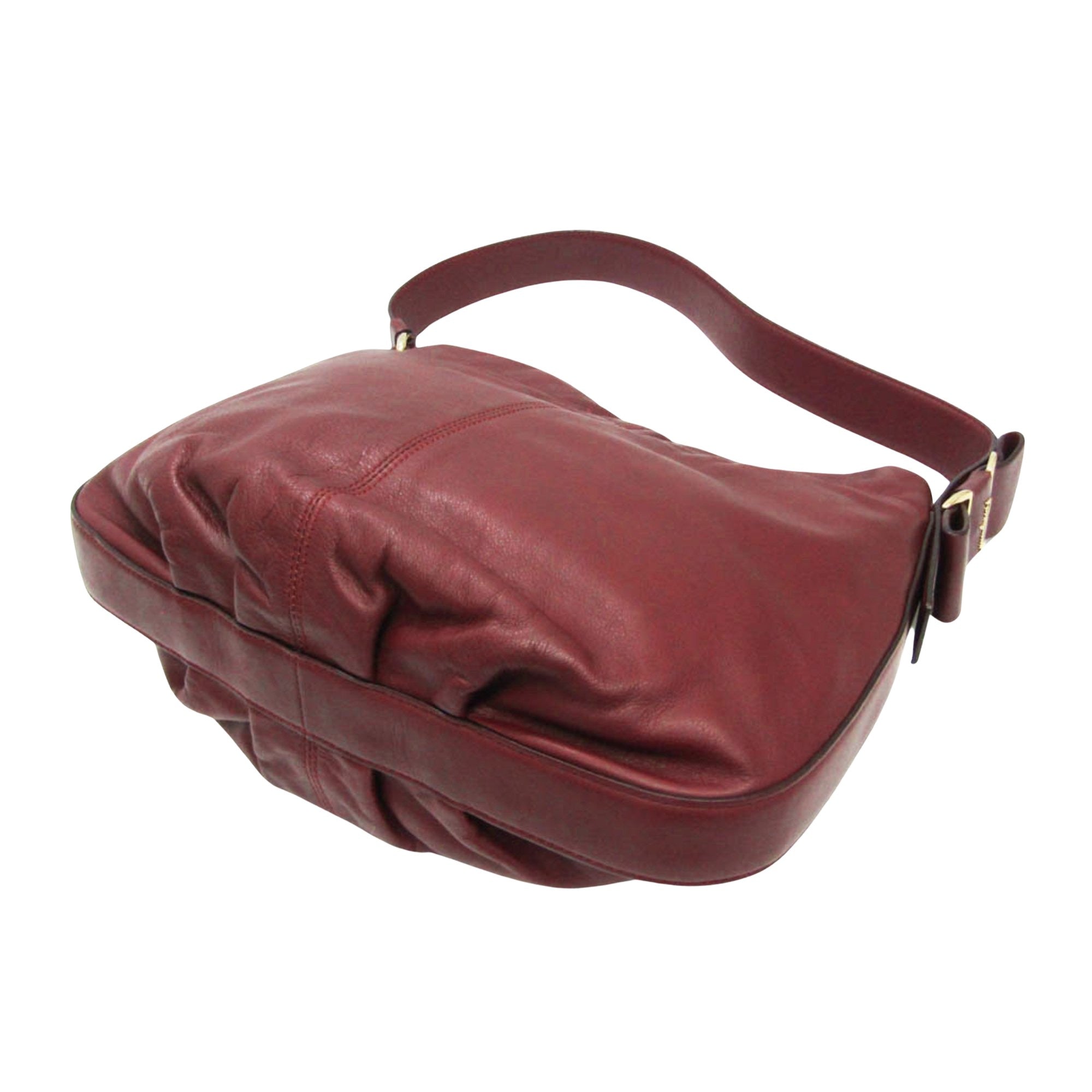 Salvatore Ferragamo Vara Burgundy Leather Shoulder Bag (Pre-Owned)