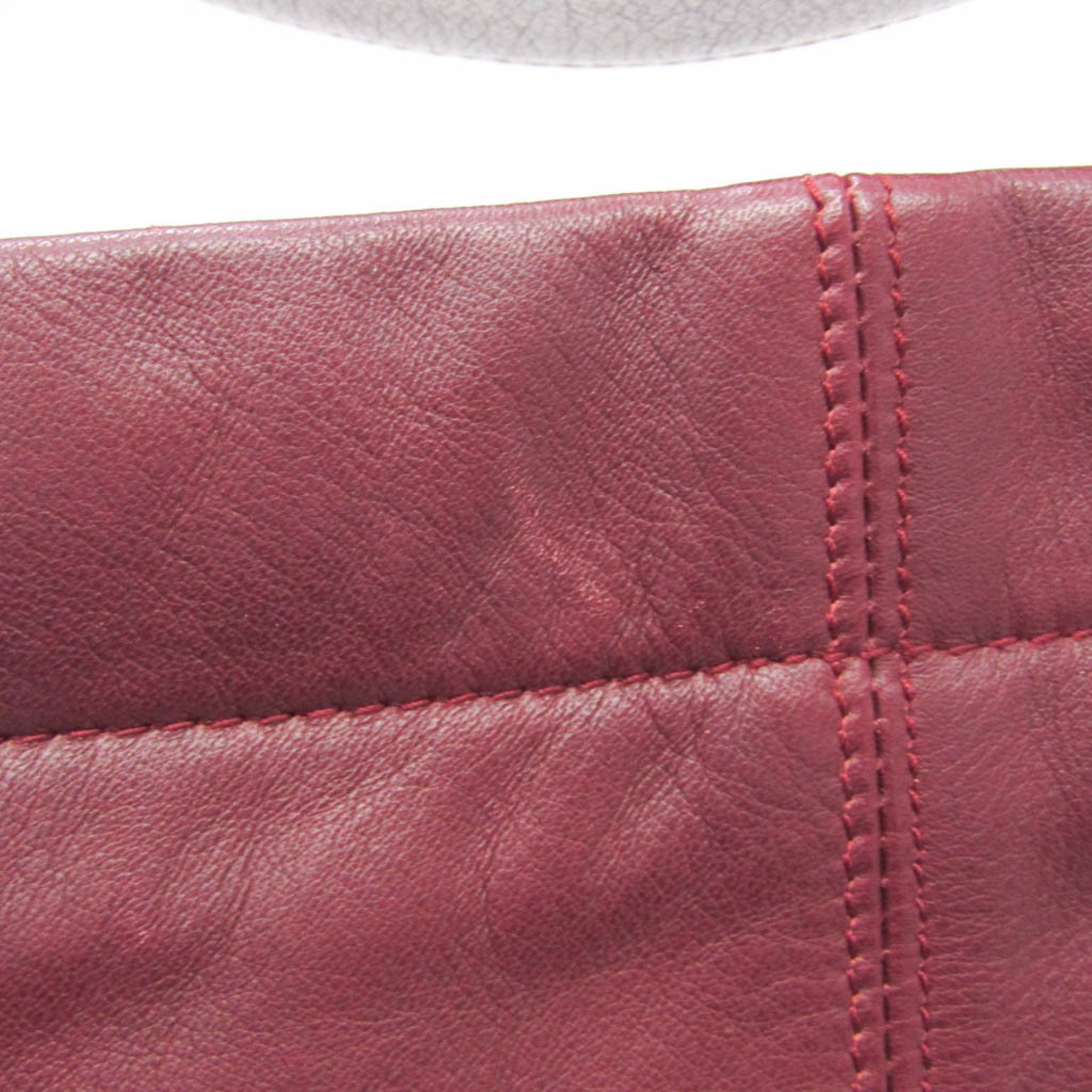 Salvatore Ferragamo Vara Burgundy Leather Shoulder Bag (Pre-Owned)