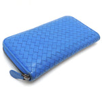 Bottega Veneta Intrecciato Blue Leather Wallet  (Pre-Owned)