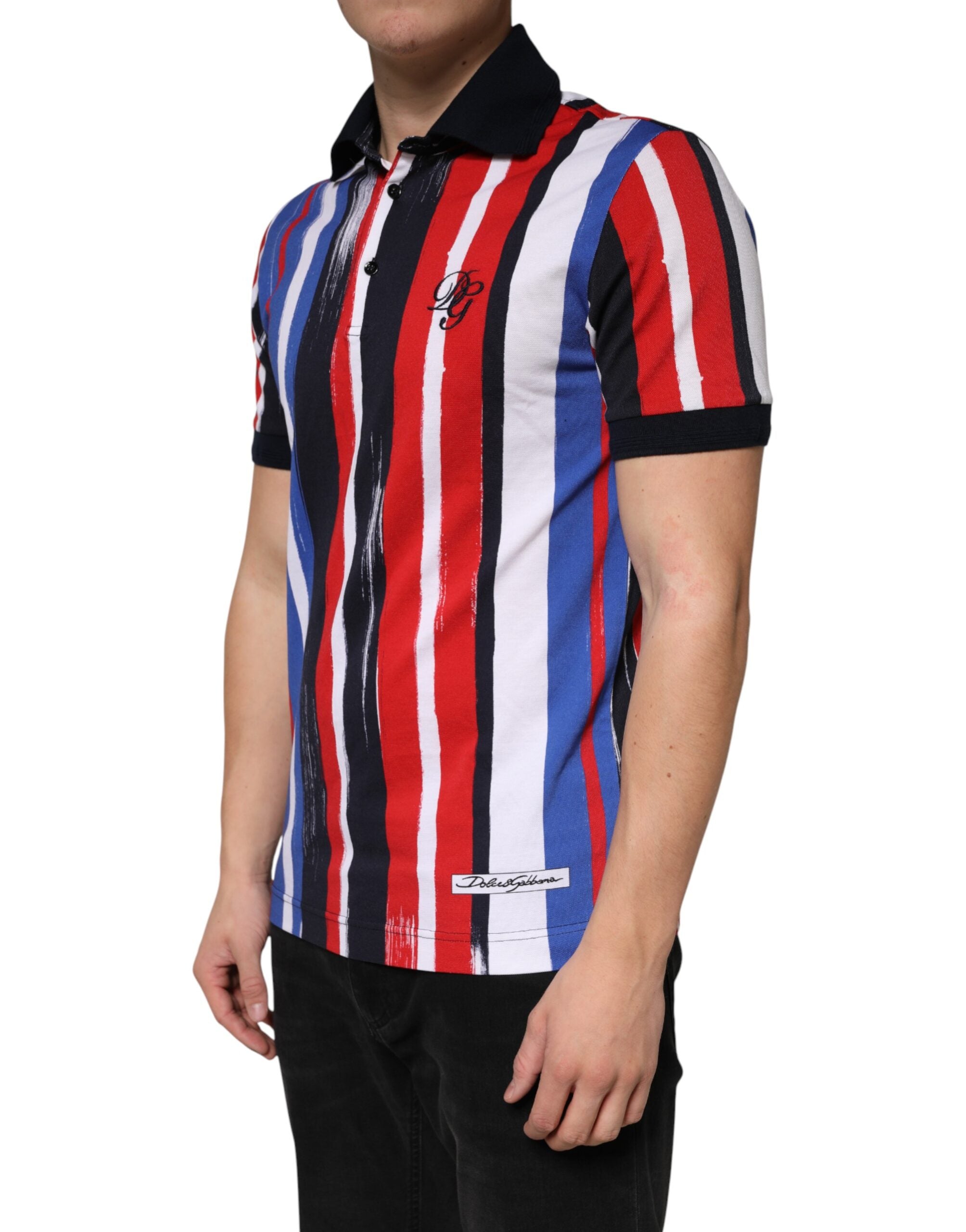 Dolce & Gabbana Multicolor Stripes Cotton Men Polo Men's T-shirt