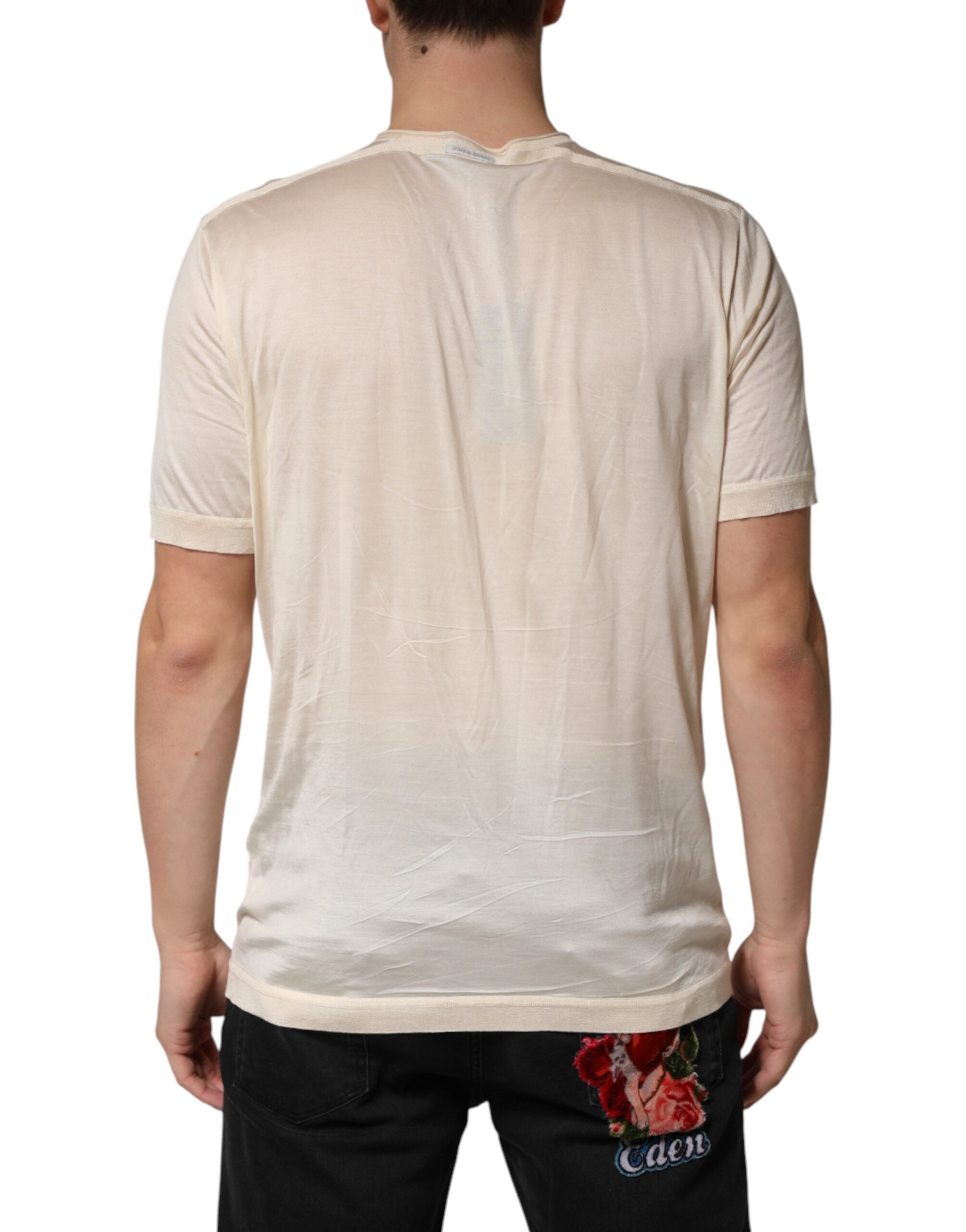 Dolce & Gabbana Off White Cotton Blend Men Henley Men's T-shirt (Pre-Owned)