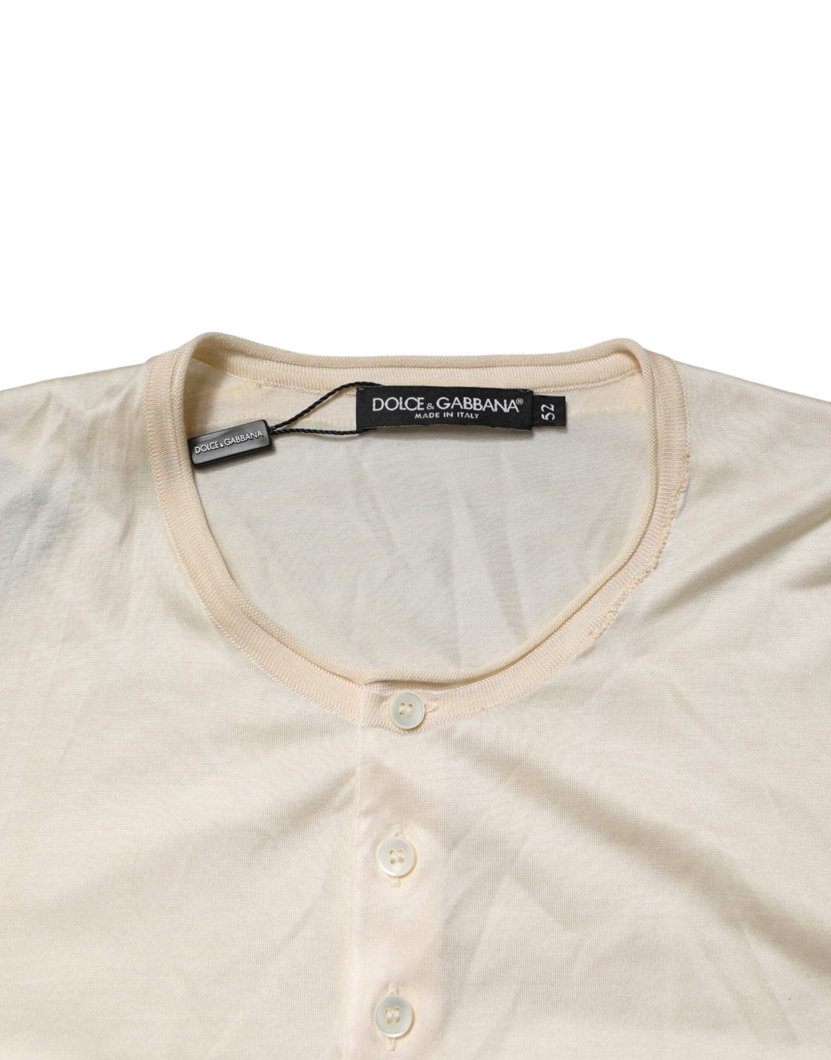 Dolce & Gabbana Off White Cotton Blend Men Henley Men's T-shirt (Pre-Owned)