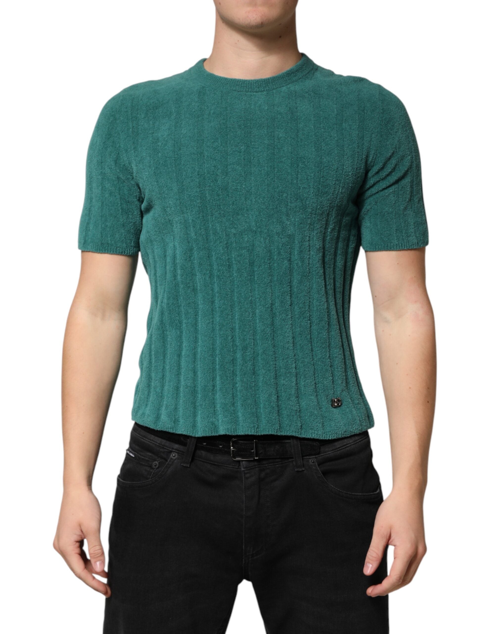 Dolce & Gabbana Dark Green Cotton Blend Men Crew Neck Men's T-shirt